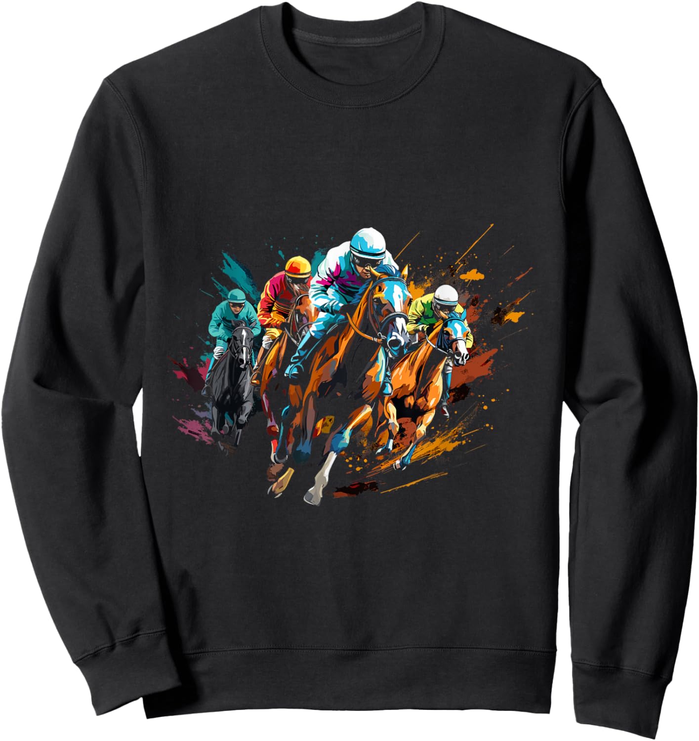 Funny Horse Racing Jockey Racer Derby Rider Race Track Sweatshirt - Sweatshirt | Black