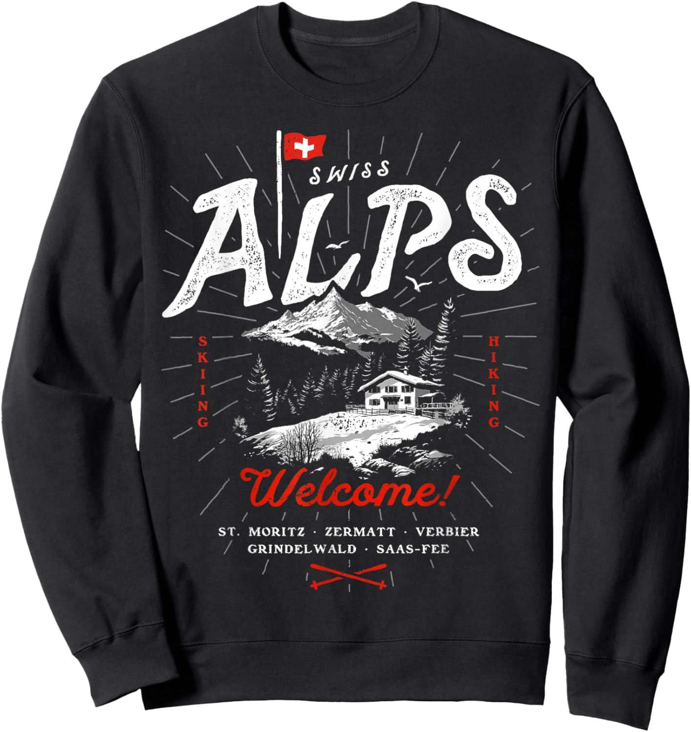 Swiss Alps Switzerland Travel Outfit Gift Souvenir Sweatshirt - Sweatshirt | Black