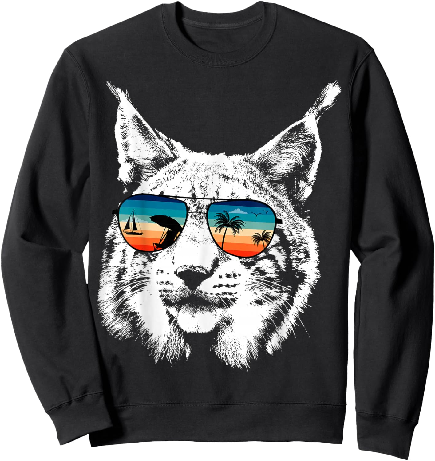LYNX Shirts With Glasses Sunglasses Retro Style Sweatshirt - Sweatshirt | Black