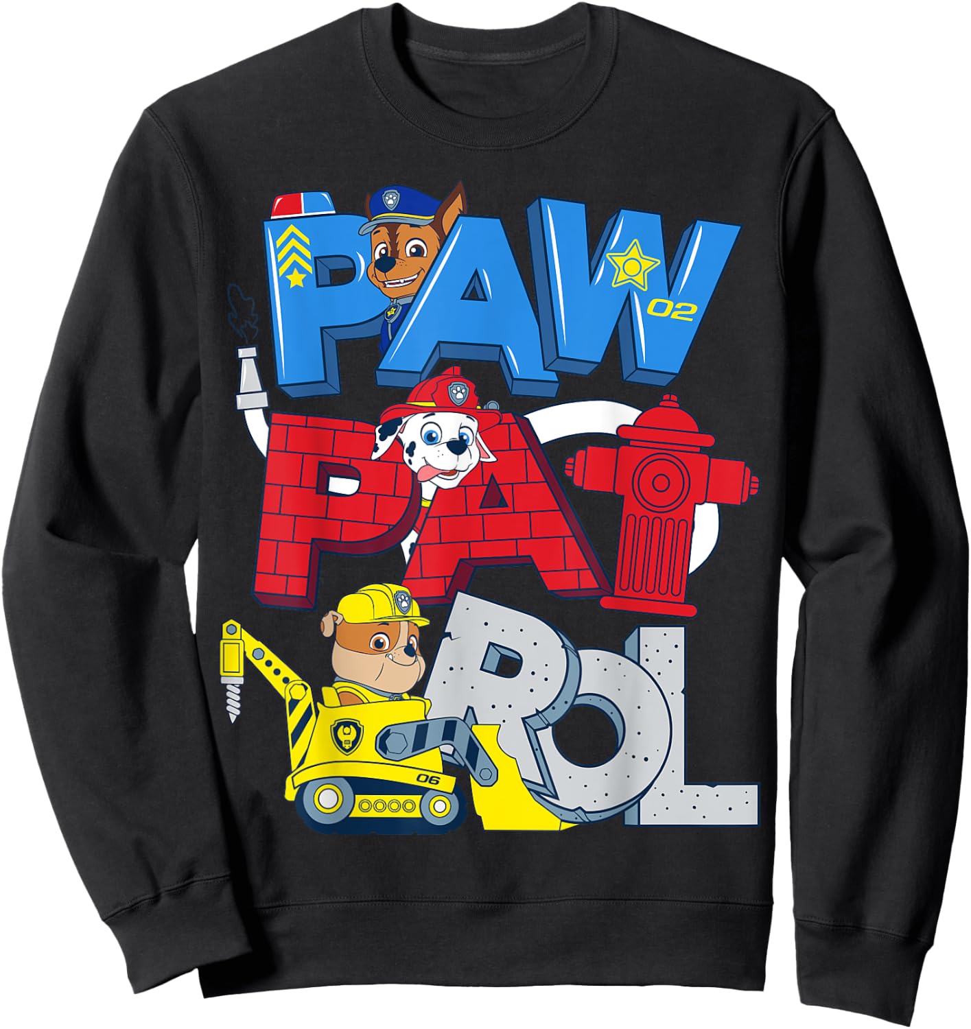 "PAW PATROL" Chase, Marshall, & Rubble's Jobs Sweatshirt - Sweatshirt | Black