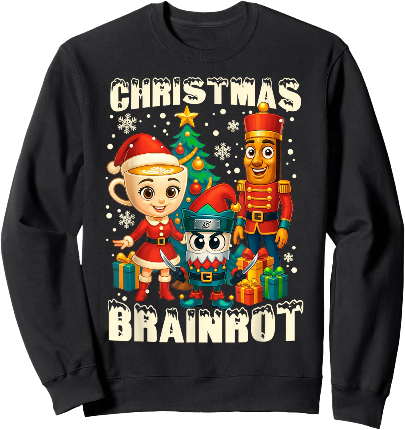 Funny Christmas Italian Brain Rot Italian Brainrot Boy Kids Sweatshirt - Sweatshirt | Black