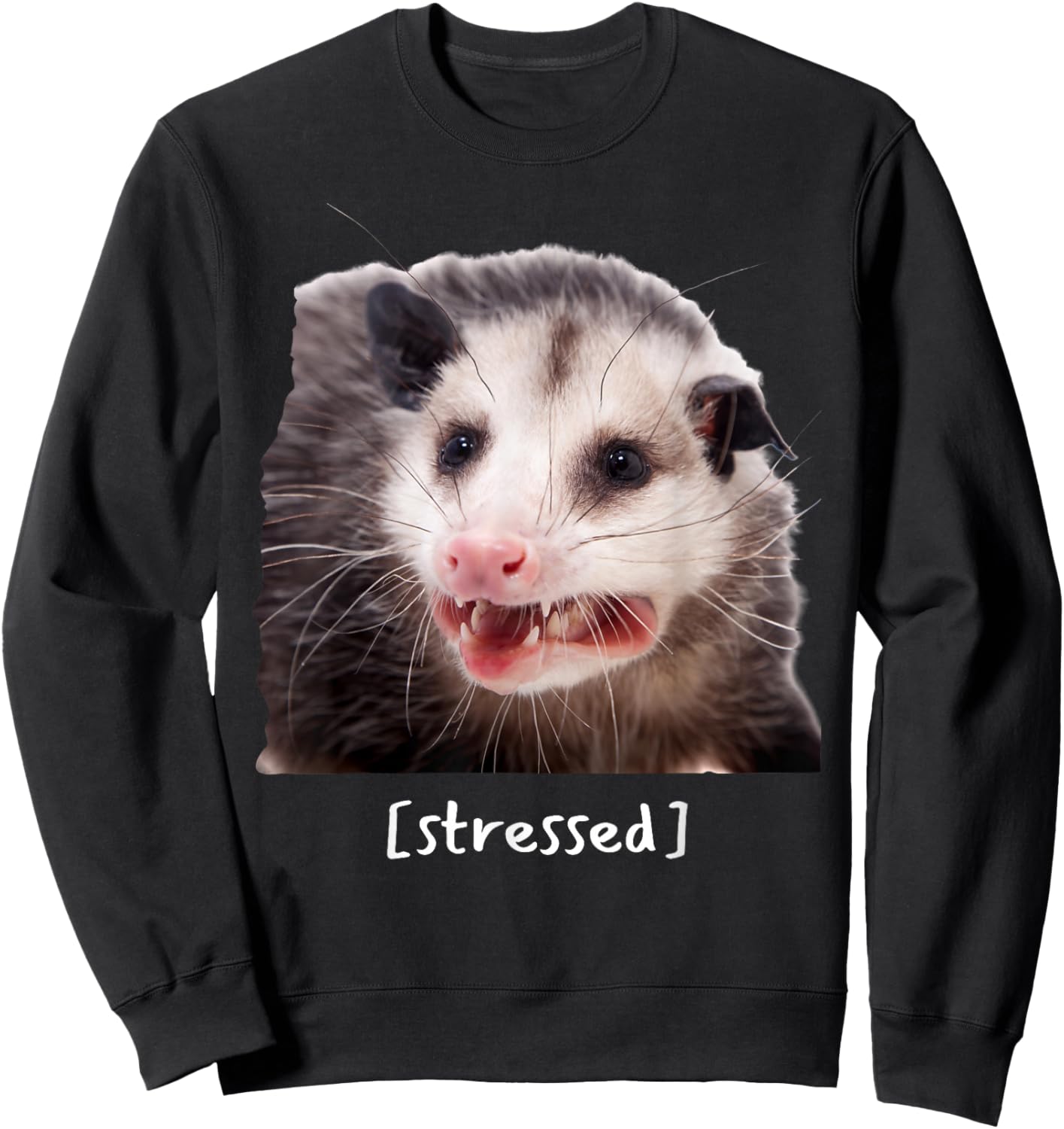 Opossum Stressed Funny Street Cat Meme Men Women Sweatshirt - Sweatshirt | Black