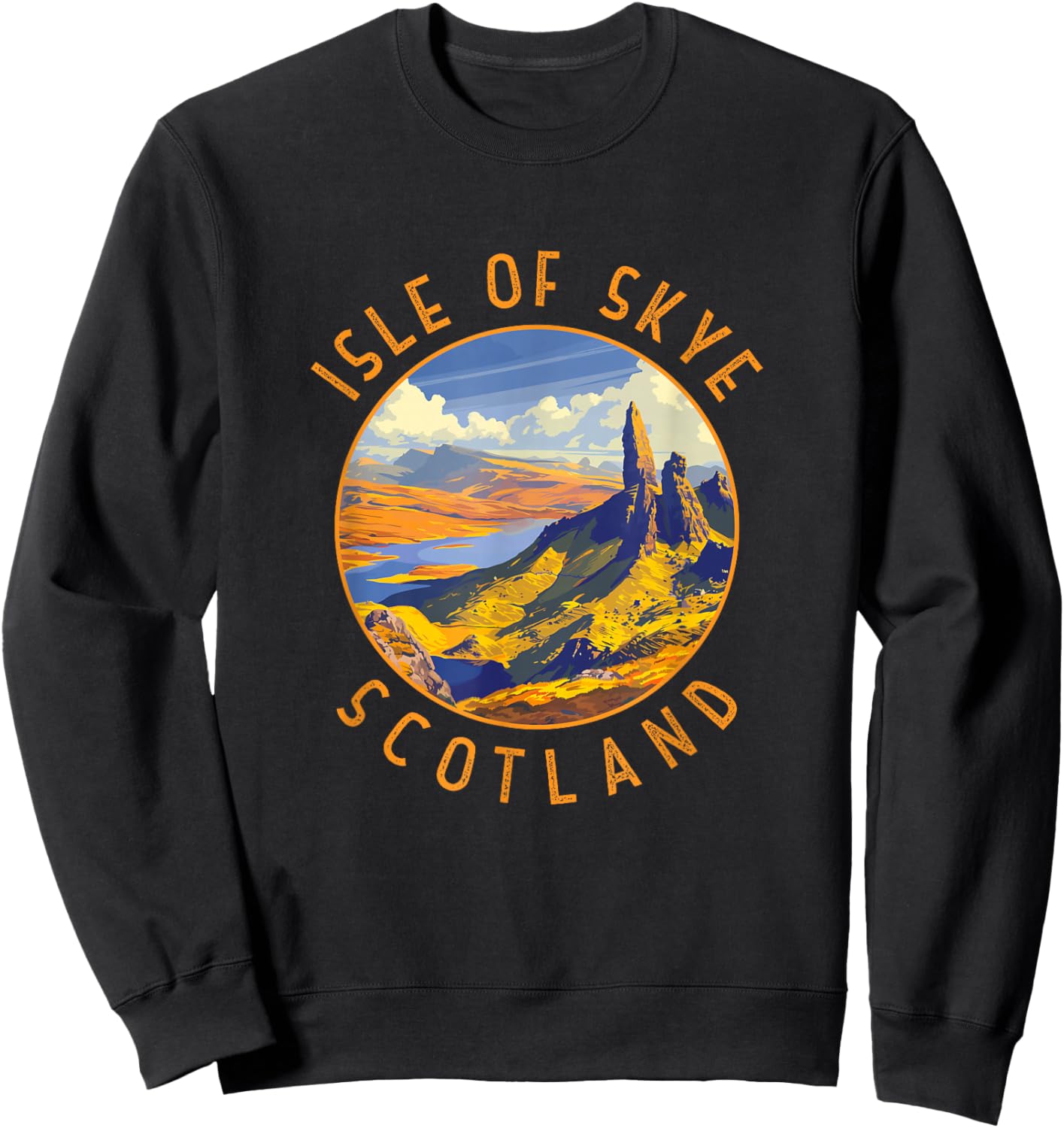 Isle of Skye Scotland Retro Distressed Circle Sweatshirt - Sweatshirt | Black