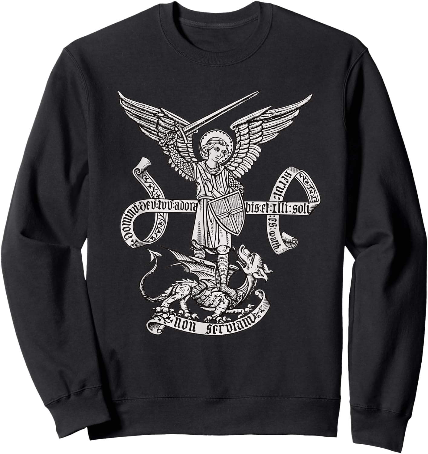 St Michael Archangel Catholic Angel defend us Sweatshirt - Sweatshirt | Black