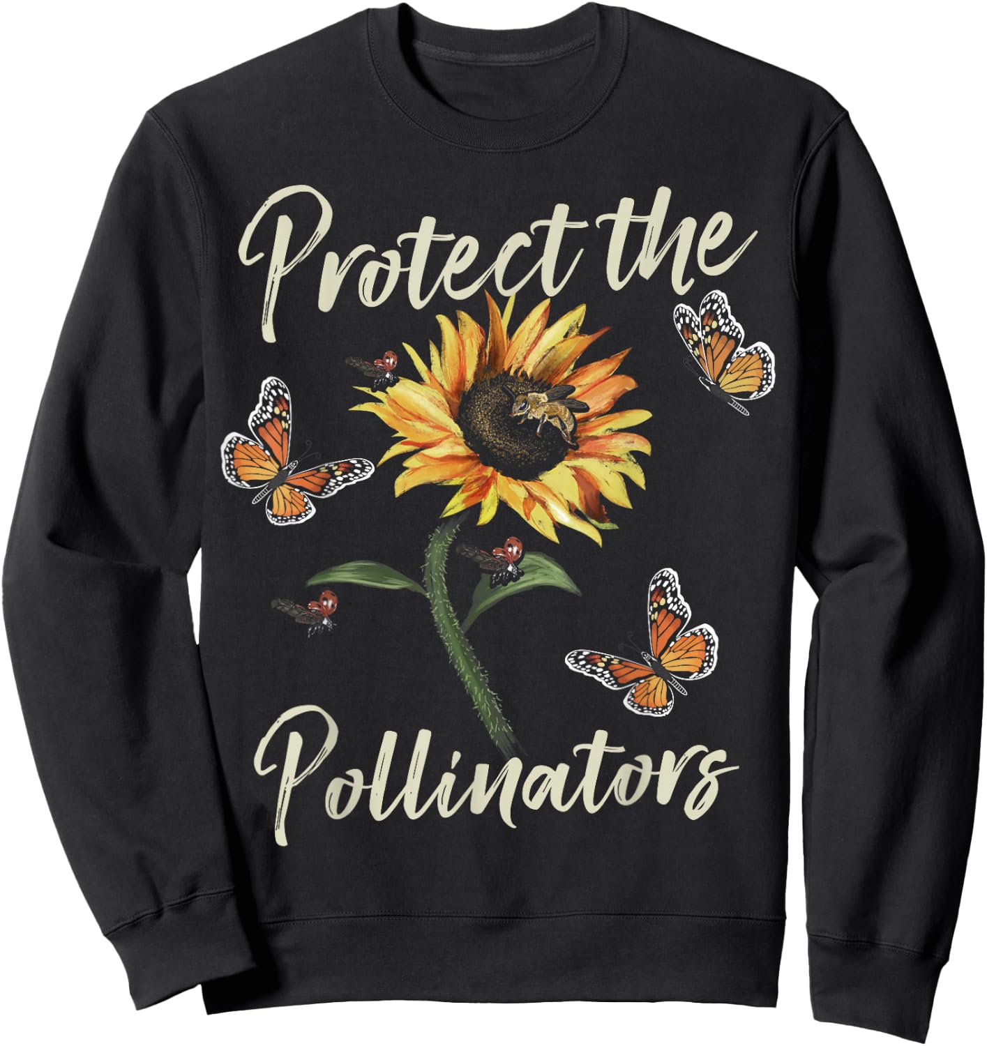 Cool Protect Pollinators Save the bees Sunflower T Sweatshirt - Sweatshirt | Black