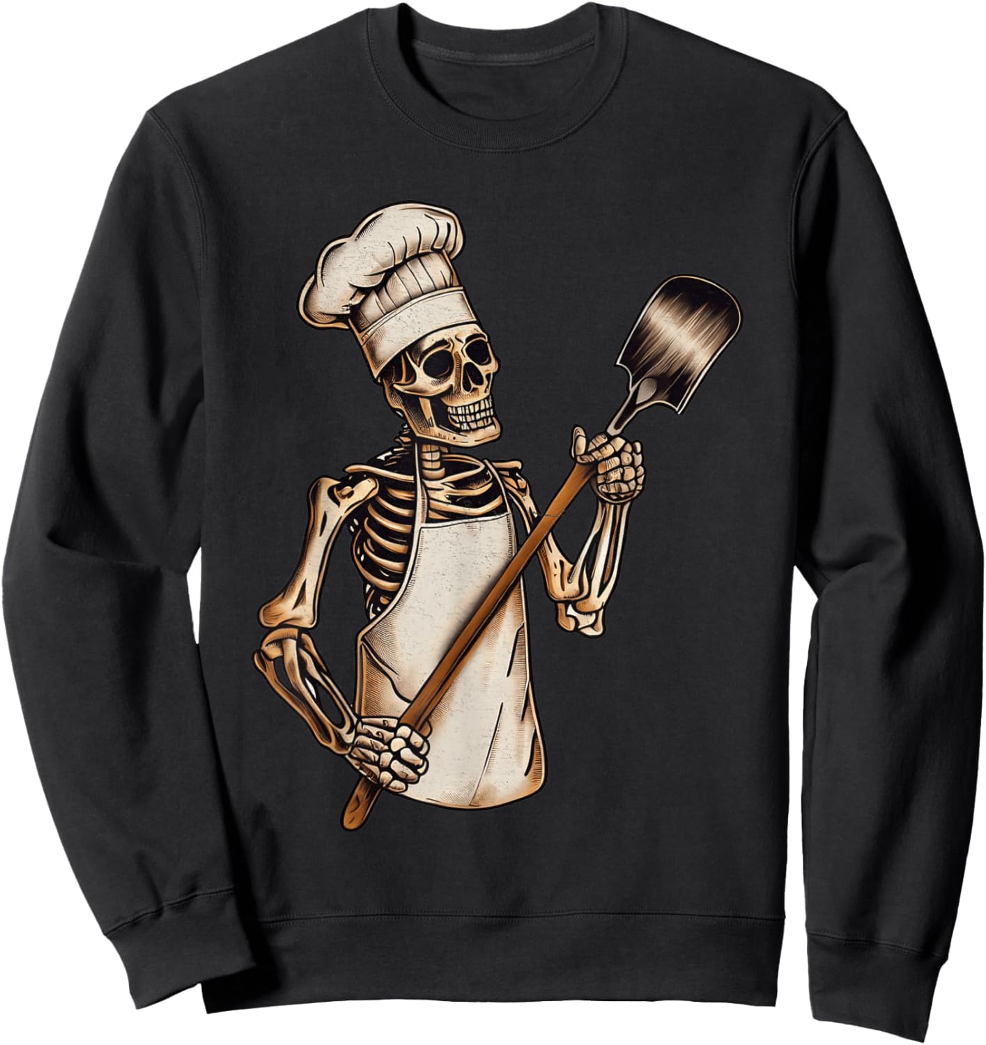 Skeleton Chef Cook Spooky Horror Halloween Costume Party Sweatshirt - Sweatshirt | Black