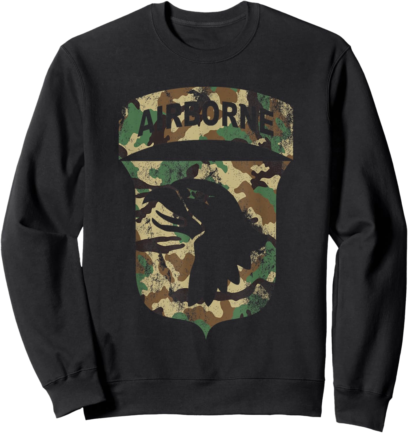 Camo 101st Airborne Division - BDU Retro Vintage Camouflage Sweatshirt - Sweatshirt | Black