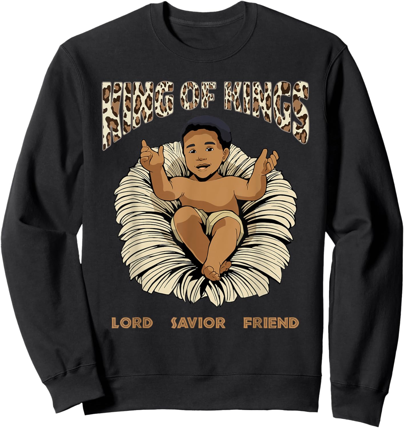 African American Christmas Black Baby Jesus King Nativity Sweatshirt - Sweatshirt | Black
