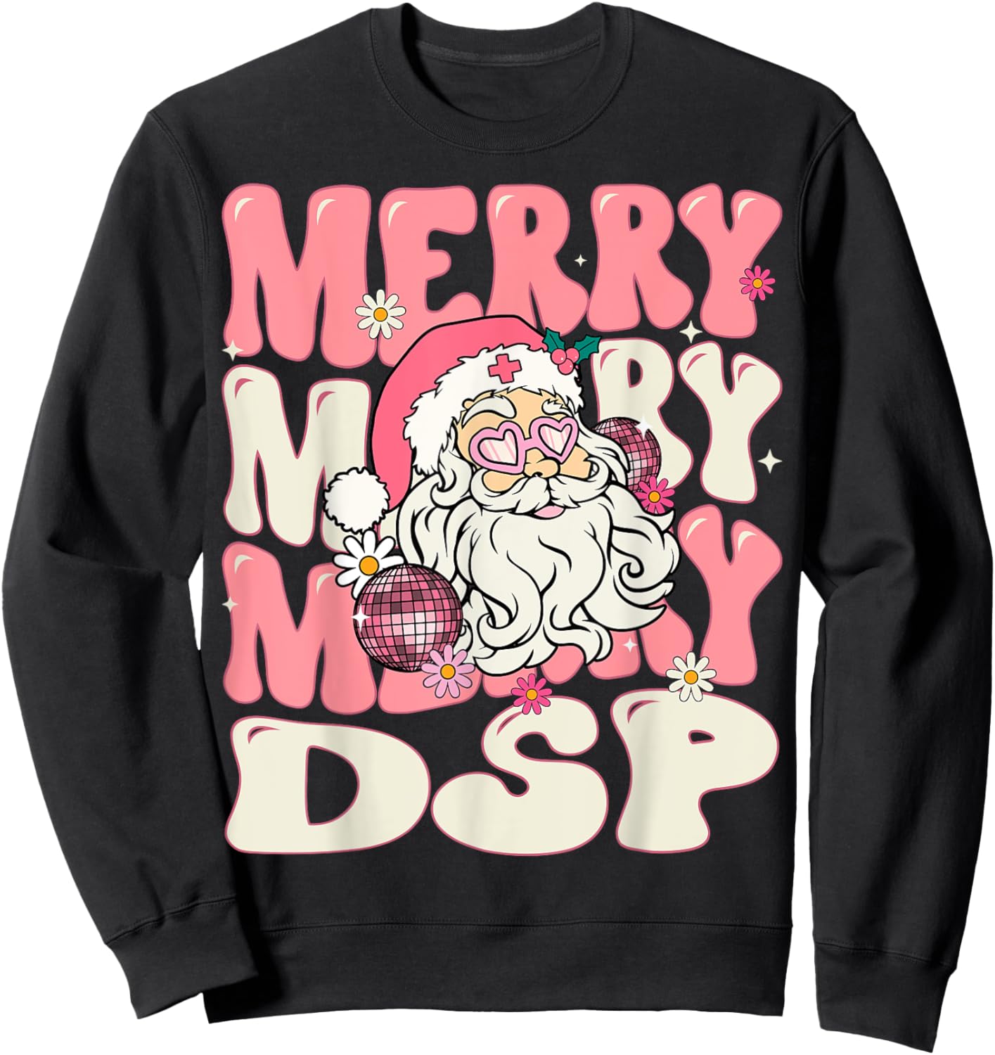 Merry DSP Christmas Retro Pink Direct Support Professional Sweatshirt - Sweatshirt | Black