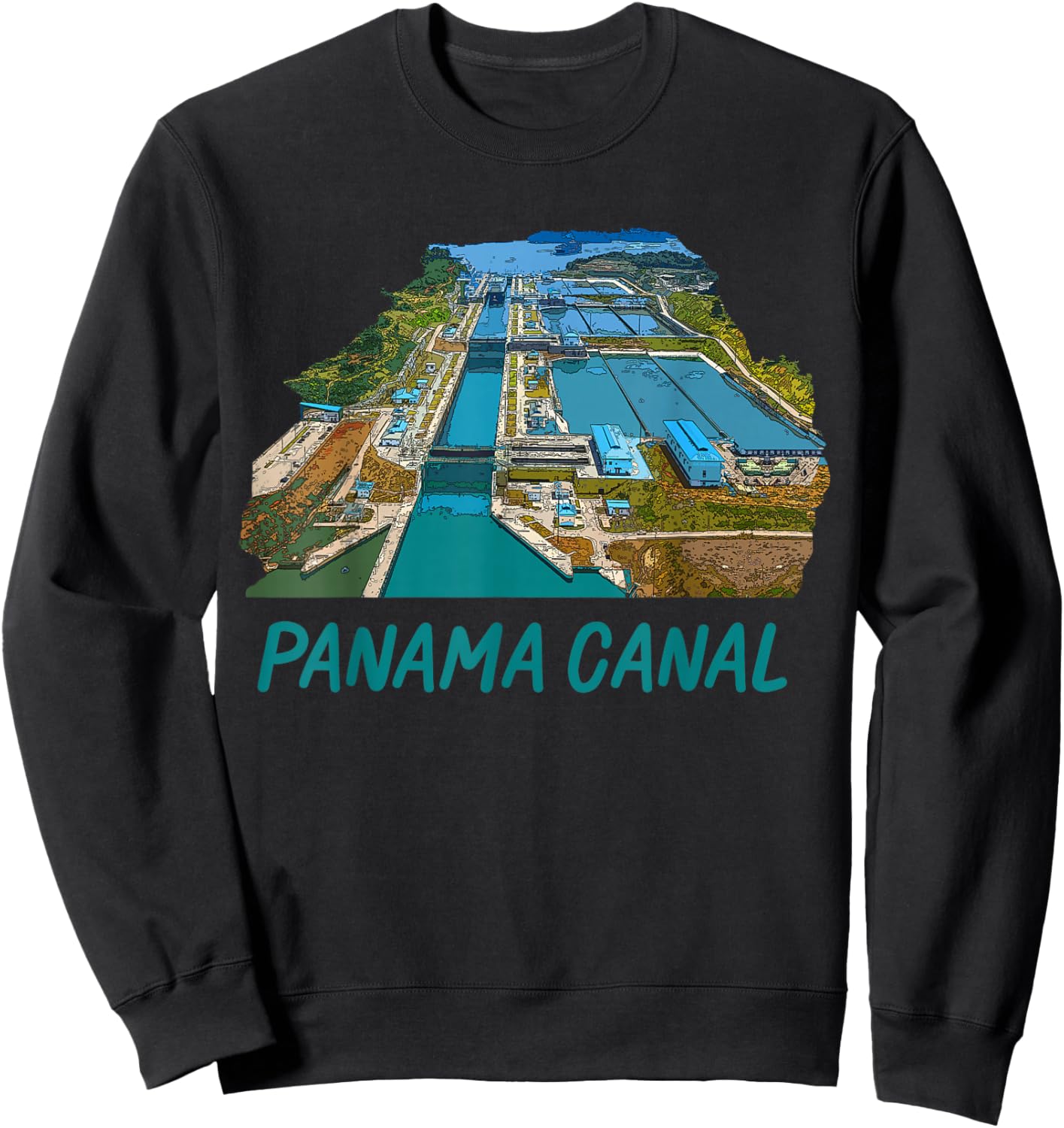 Panama Canal Locks Transit Souvenir Commemorative Keepsake Sweatshirt - Sweatshirt | Black