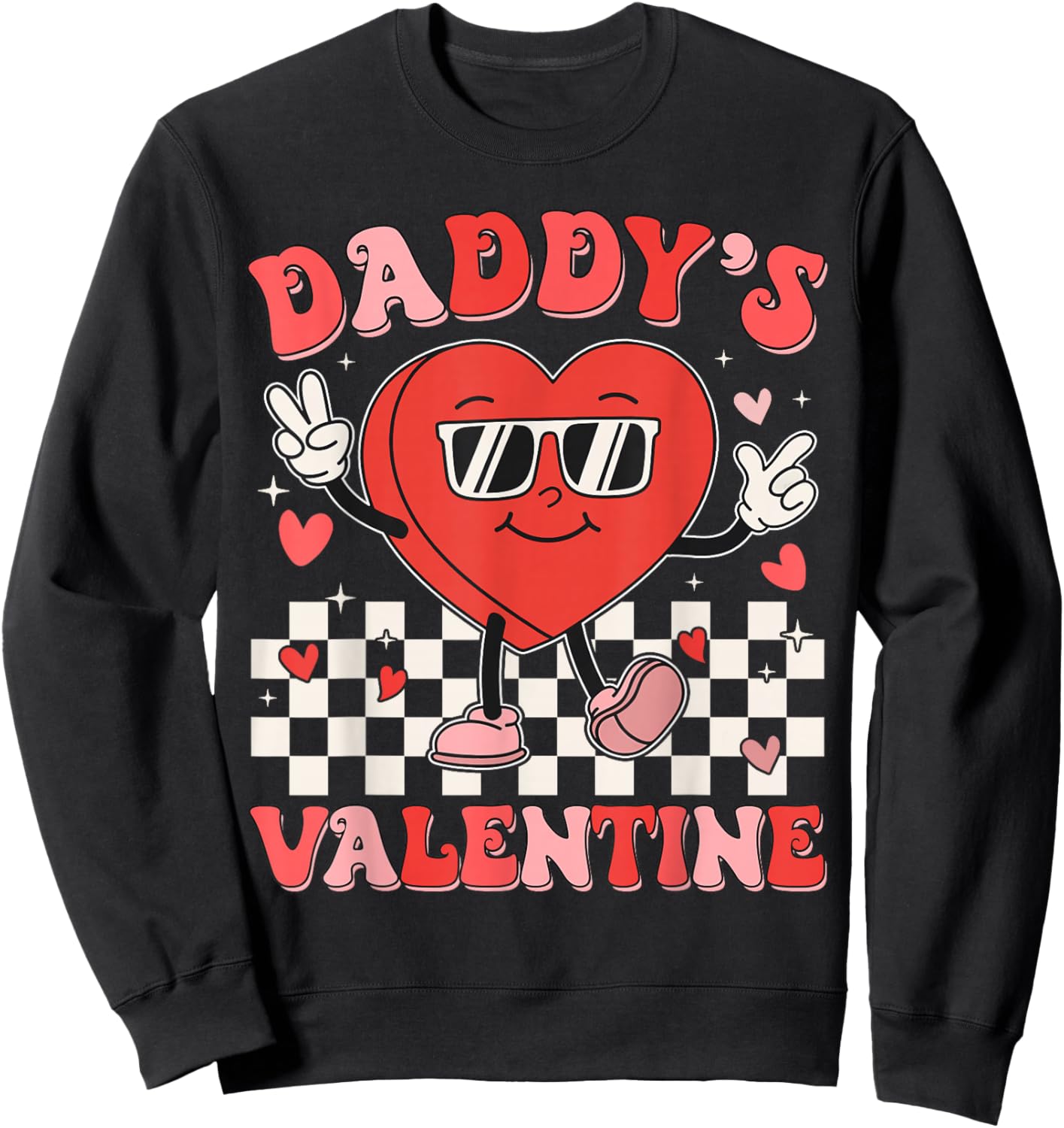 Daddy Is My Valentines Day Kid Girl Toddler Valentine's Day Sweatshirt - Sweatshirt | Black