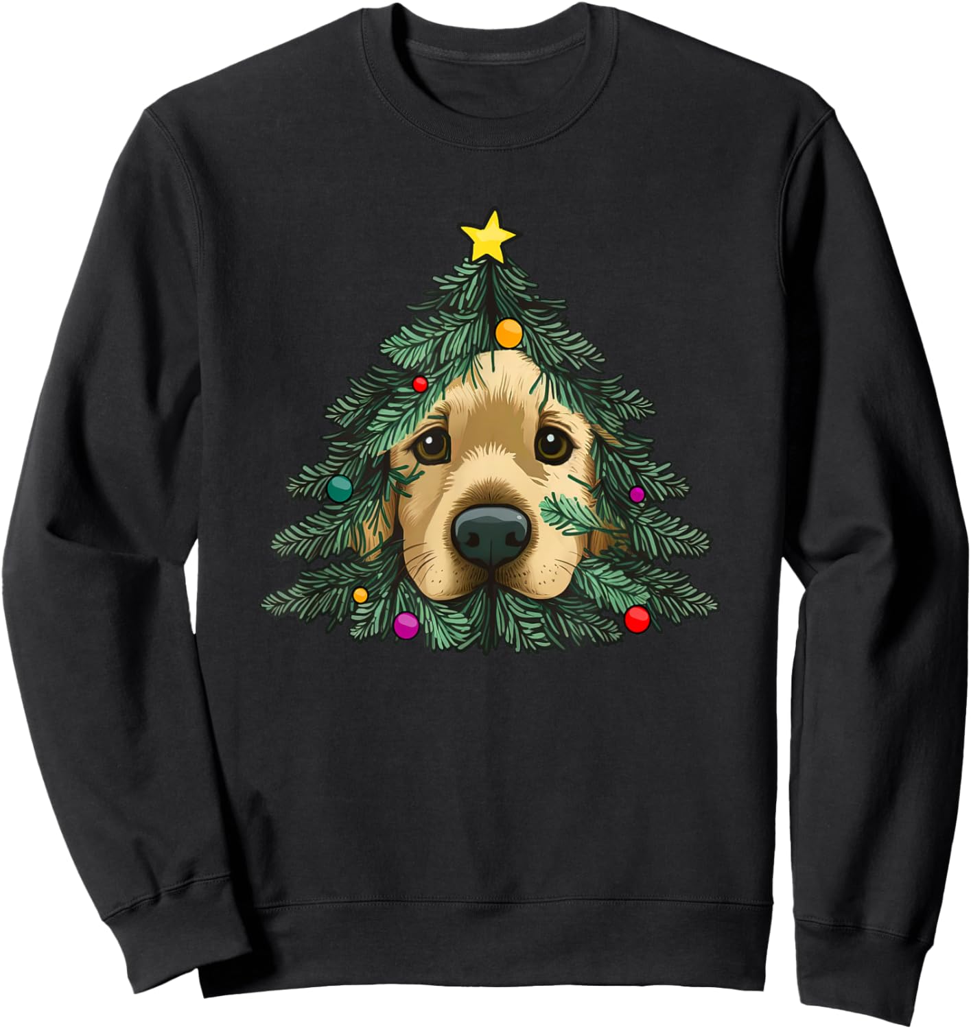 Golden-Retriever-Puppy in Christmas tree Sweatshirt - Sweatshirt | Black