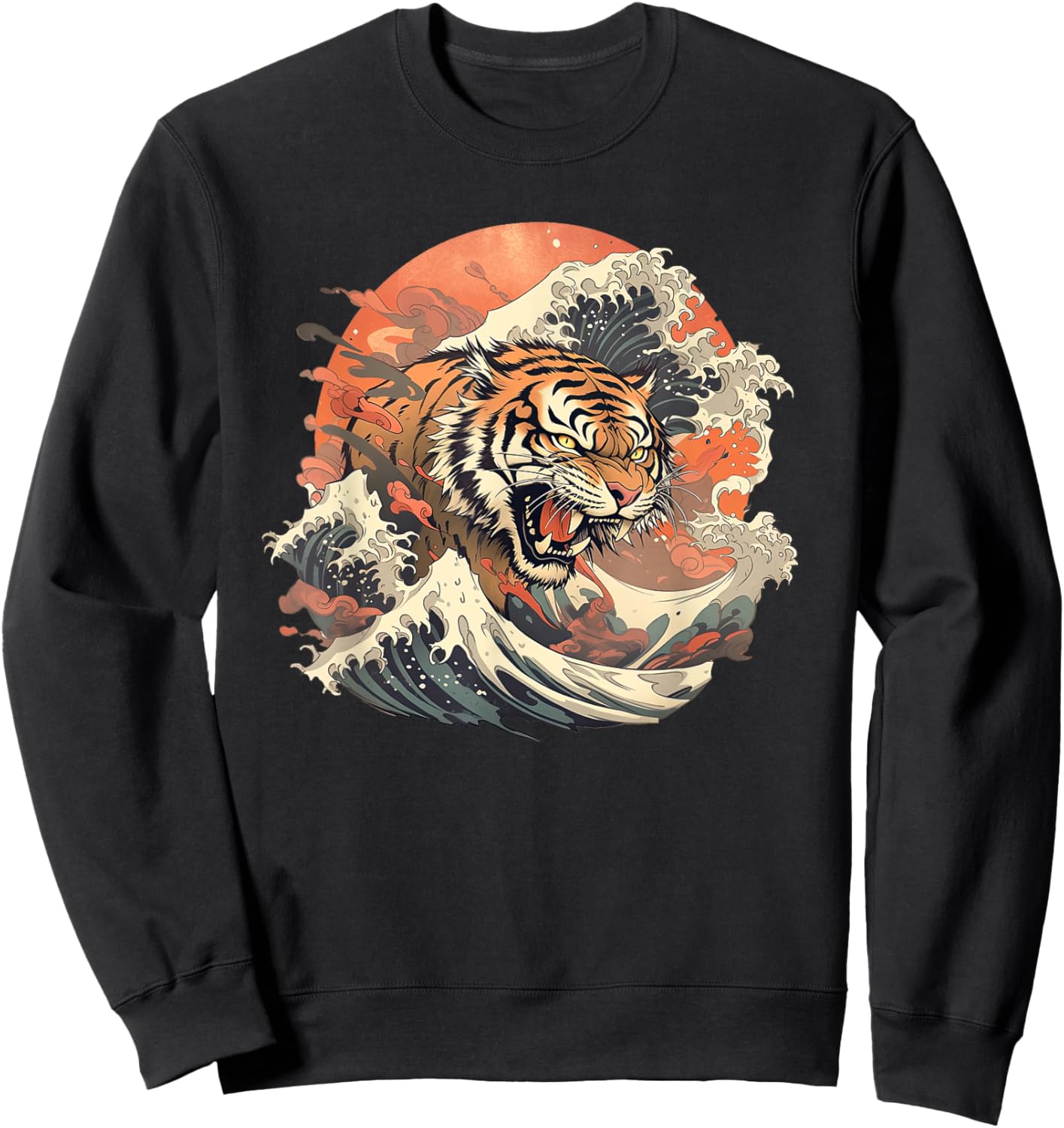Asian inspired vintage style 80s retro Japanese Tiger Sweatshirt - Sweatshirt | Black