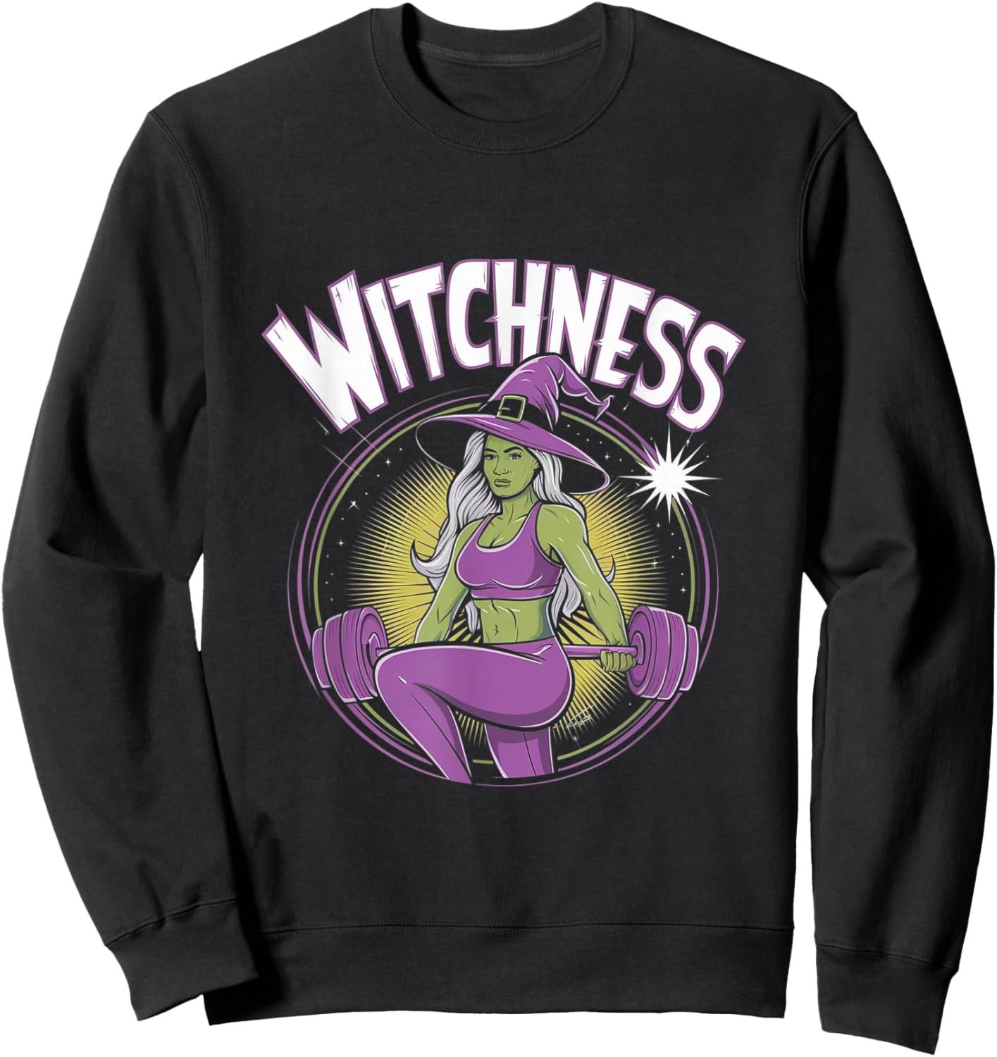 Witchness - Funny Fitness Halloween Pun Costume Gym Sweatshirt - Sweatshirt | Black