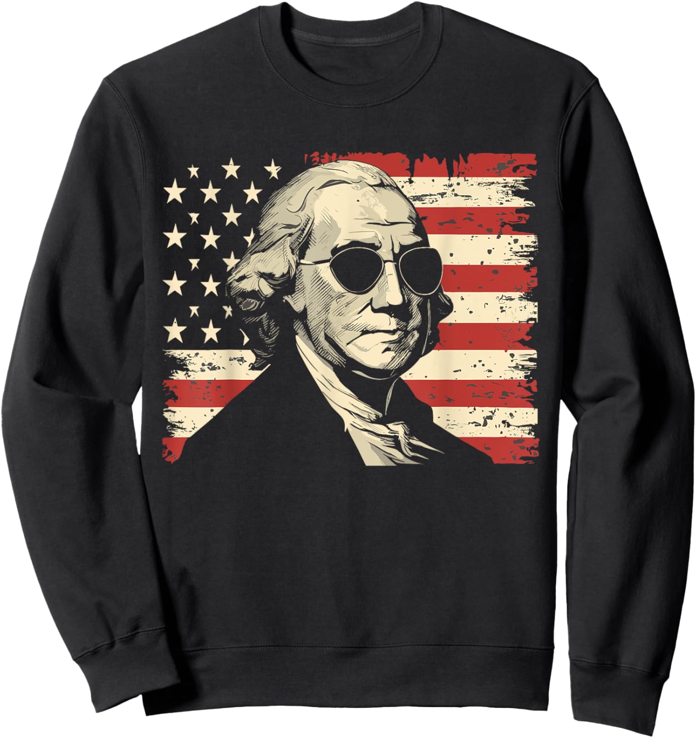 George Washington With Sunglasses | George Washington Sweatshirt - Sweatshirt | Black
