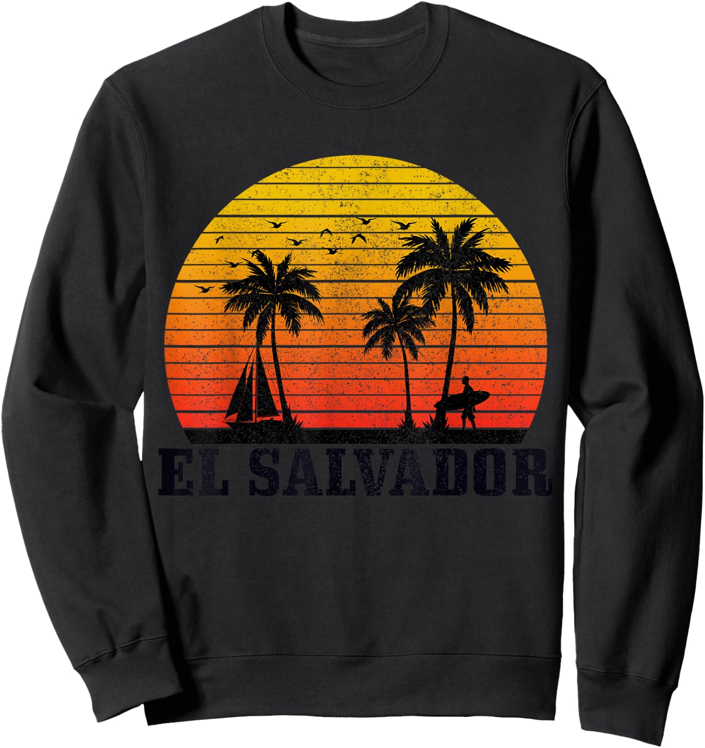El Salvador Surfer Vintage Caribbean Souvenir Sweatshirt - Sweatshirt | Black