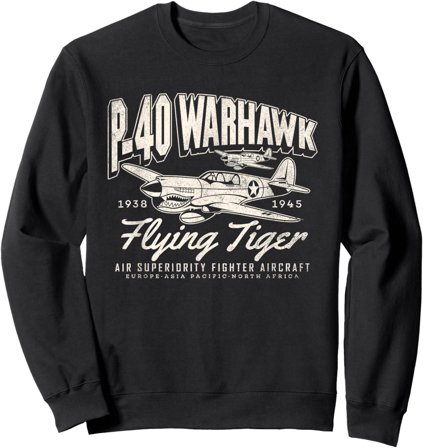 P-40 Warhawk Legendary Flying Tiger's Fighter Plane Warbirds Sweatshirt - Sweatshirt | Black