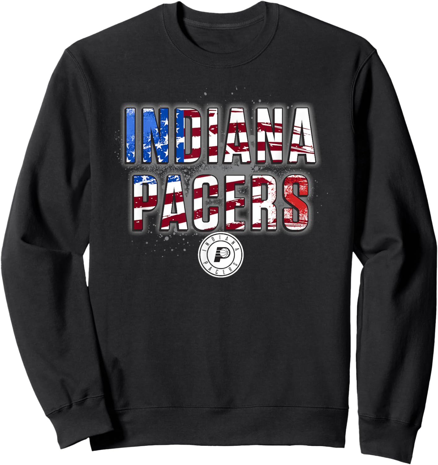 NBA Indiana Pacers American Flag Distressed Paint Spill Sweatshirt - Sweatshirt | Black