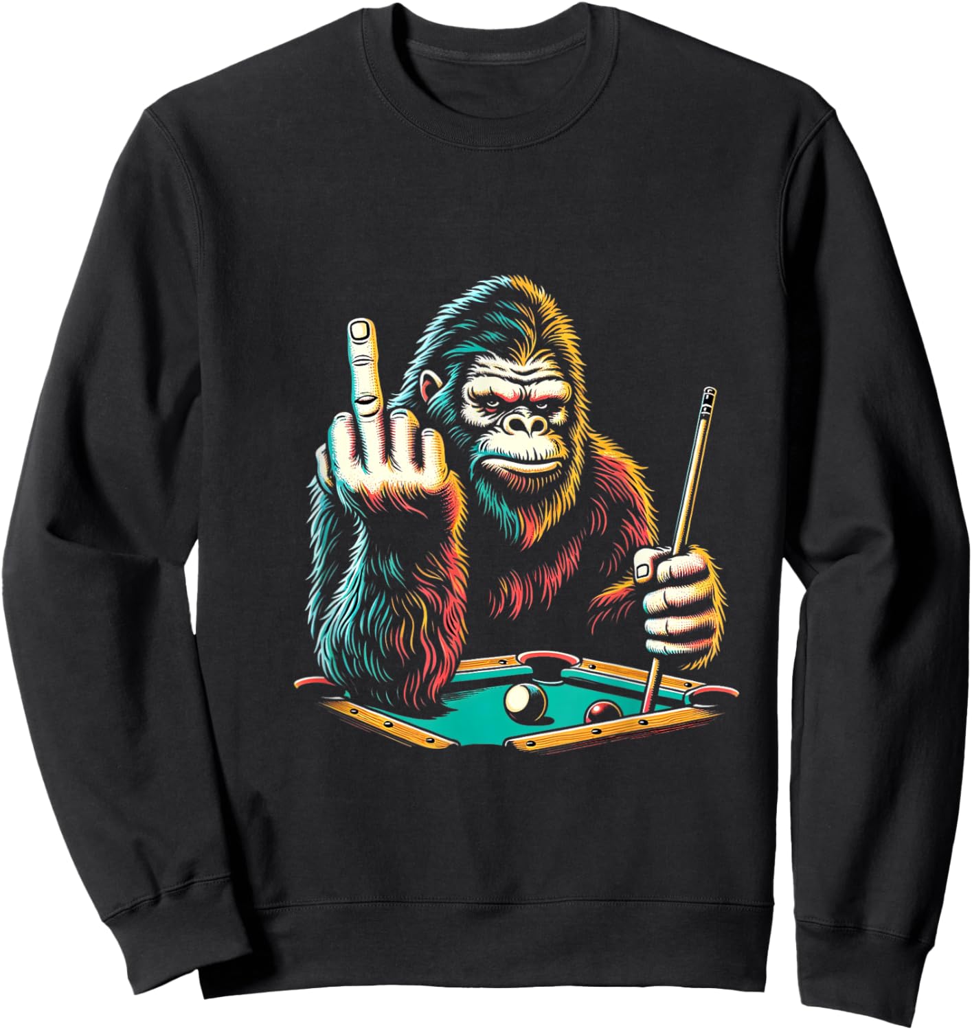 Funny Billiards Pool Player Retro Bigfoot Sasquatch Sweatshirt - Sweatshirt | Black