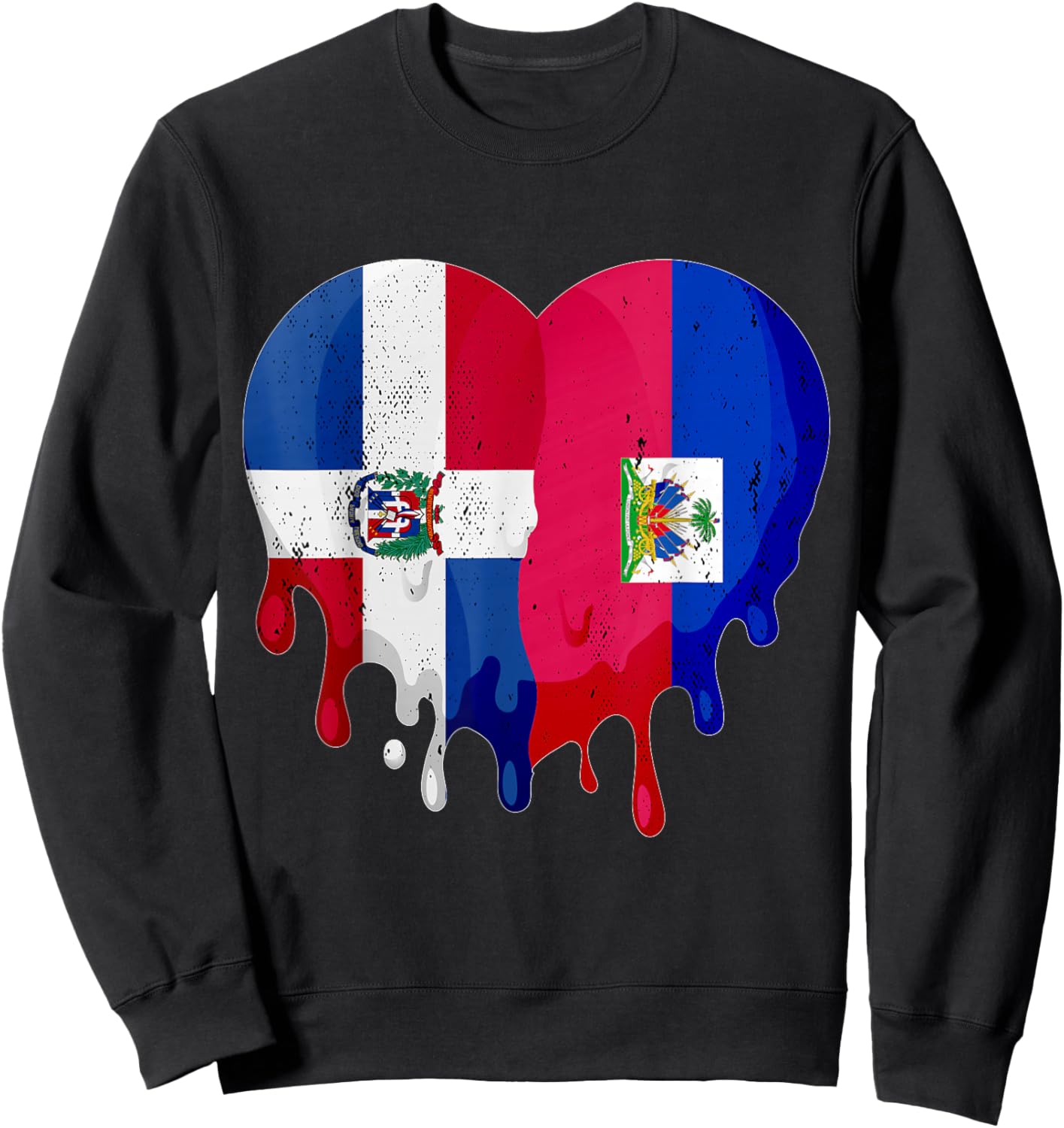 Dominican Republic Haiti Flag Heart Citizen Patriot Sweatshirt - Sweatshirt | Black