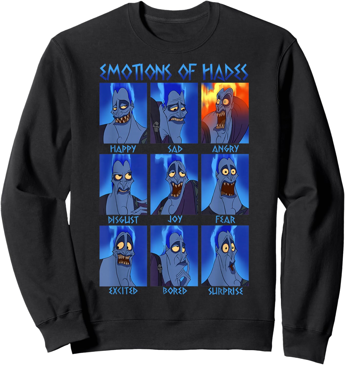 Disney Hercules Hades Emotions Graphic Small Sweatshirt - Sweatshirt | Black