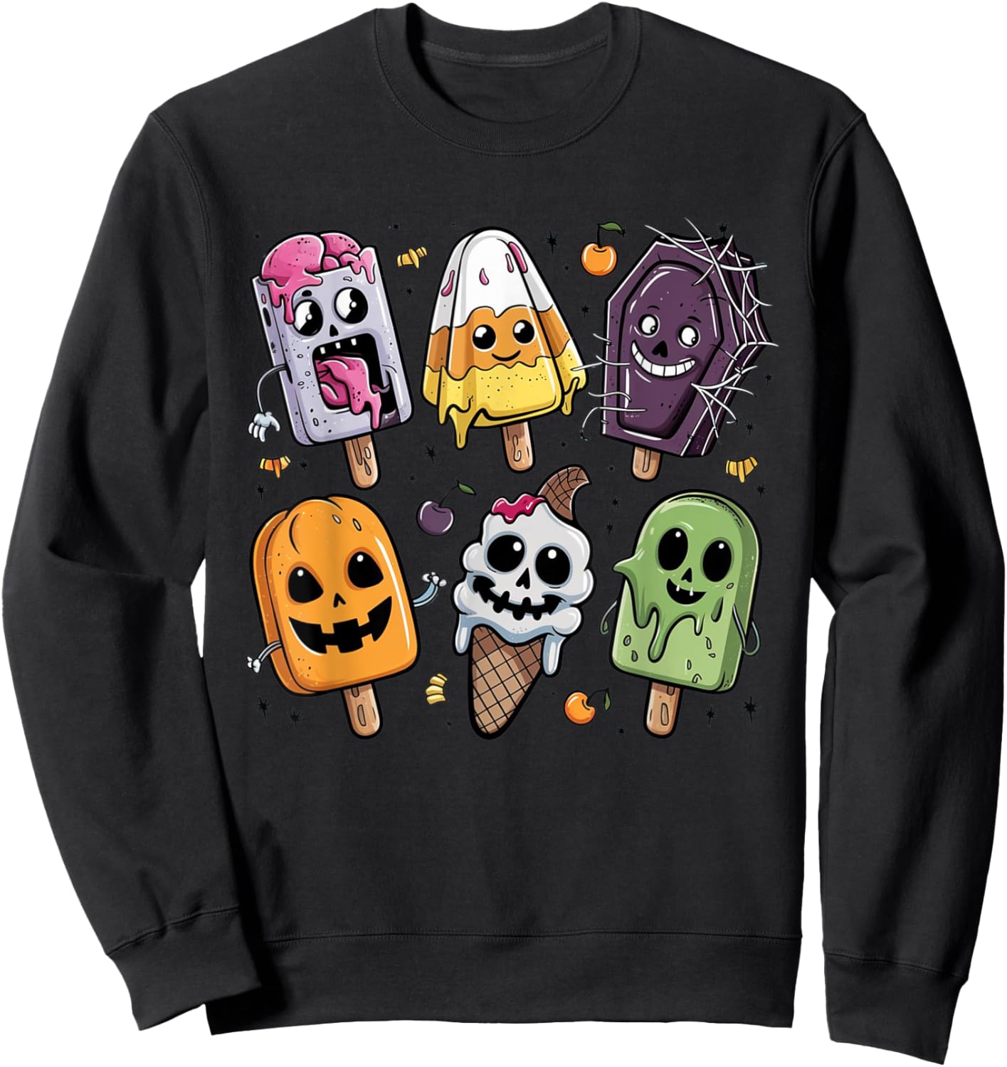 Funny Popsicle Summer Horror Halloween Ice Cream Summerween Sweatshirt - Sweatshirt | Black