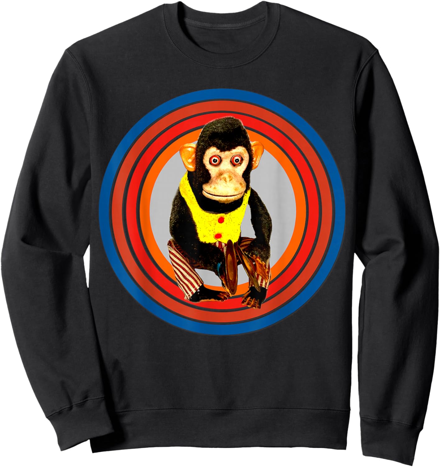Cymbal Chimp Toy, Jolly Monkey With Cymbals Vintage Retro Sweatshirt - Sweatshirt | Black