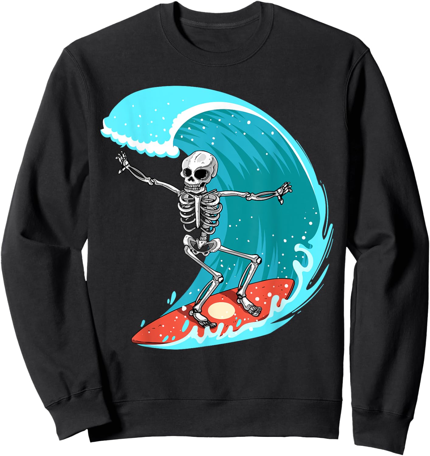 Skeleton Surfer Halloween Funny Wave Surfing Surf Costume Sweatshirt - Sweatshirt | Black