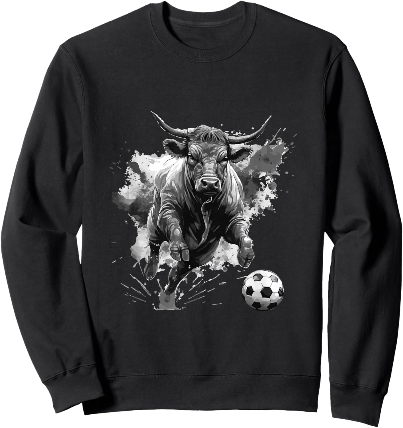 Bull Playing Soccer Animal Sweatshirt - Sweatshirt | Black