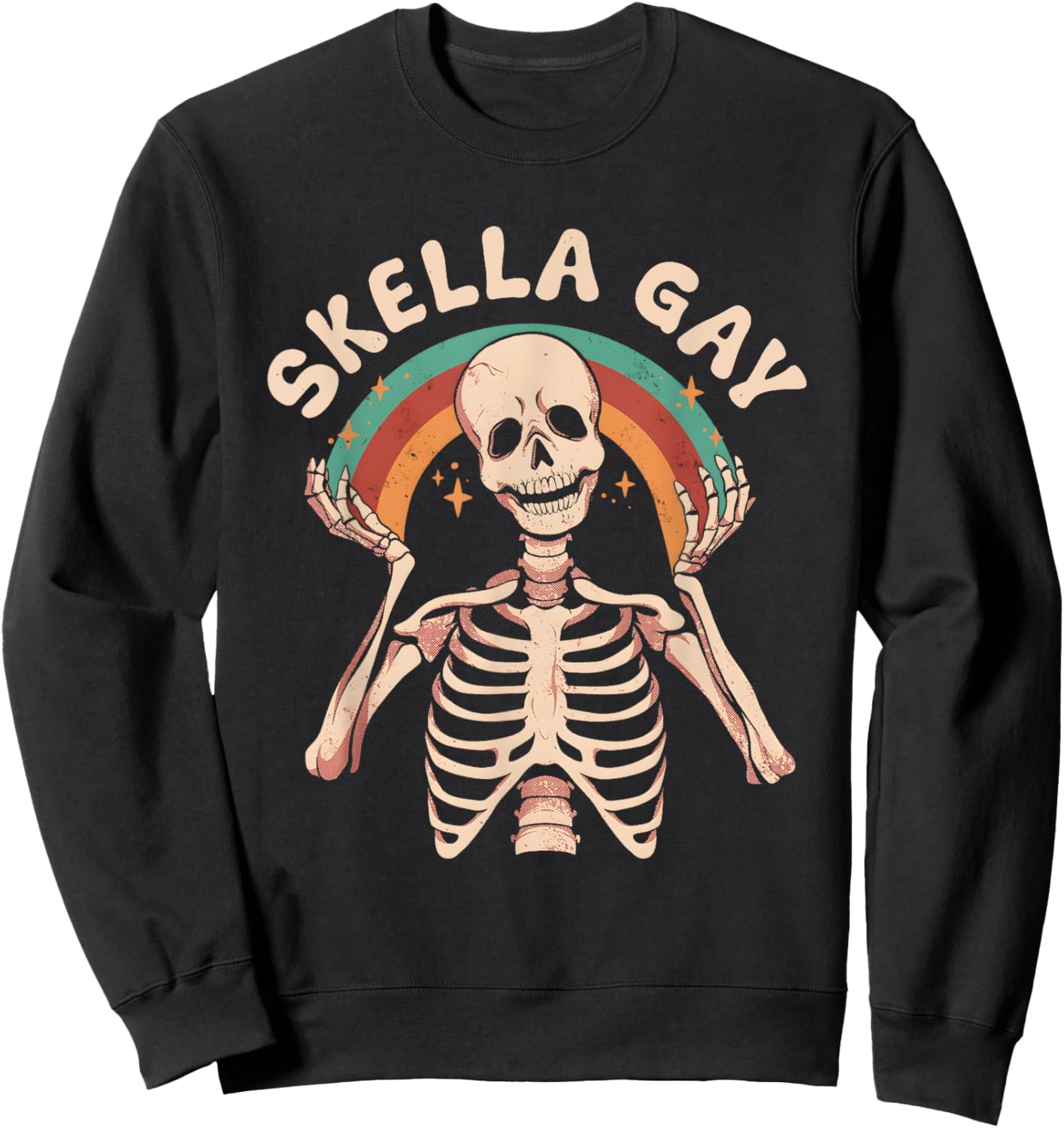 Skeleton Skella Gay Rainbow Sweatshirt - Sweatshirt | Black