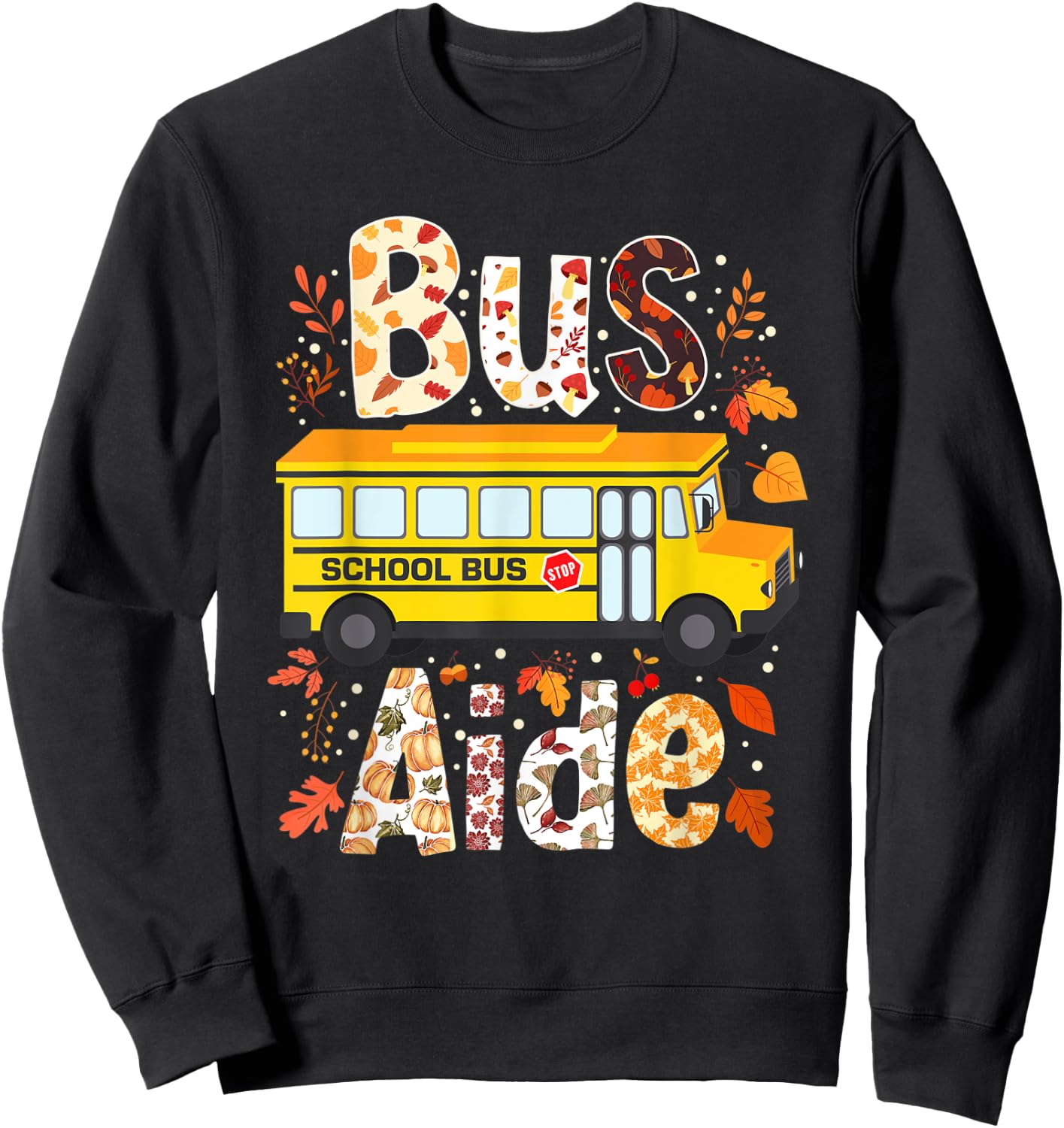 Leopard Pumpkins Bus Driver Fall Bus Aide Thanksgiving Sweatshirt - Sweatshirt | Black