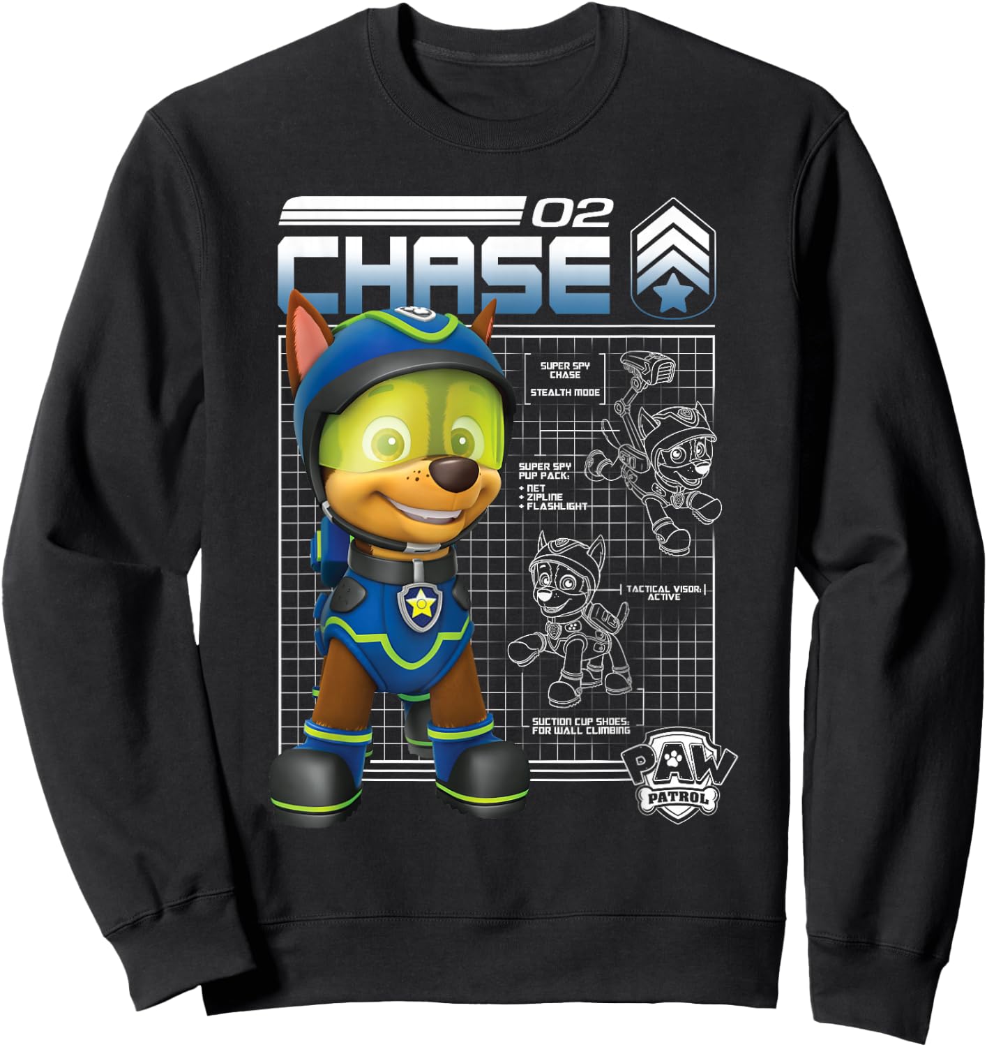 Paw Patrol Police Pup Chase Blueprint Sweatshirt - Sweatshirt | Black