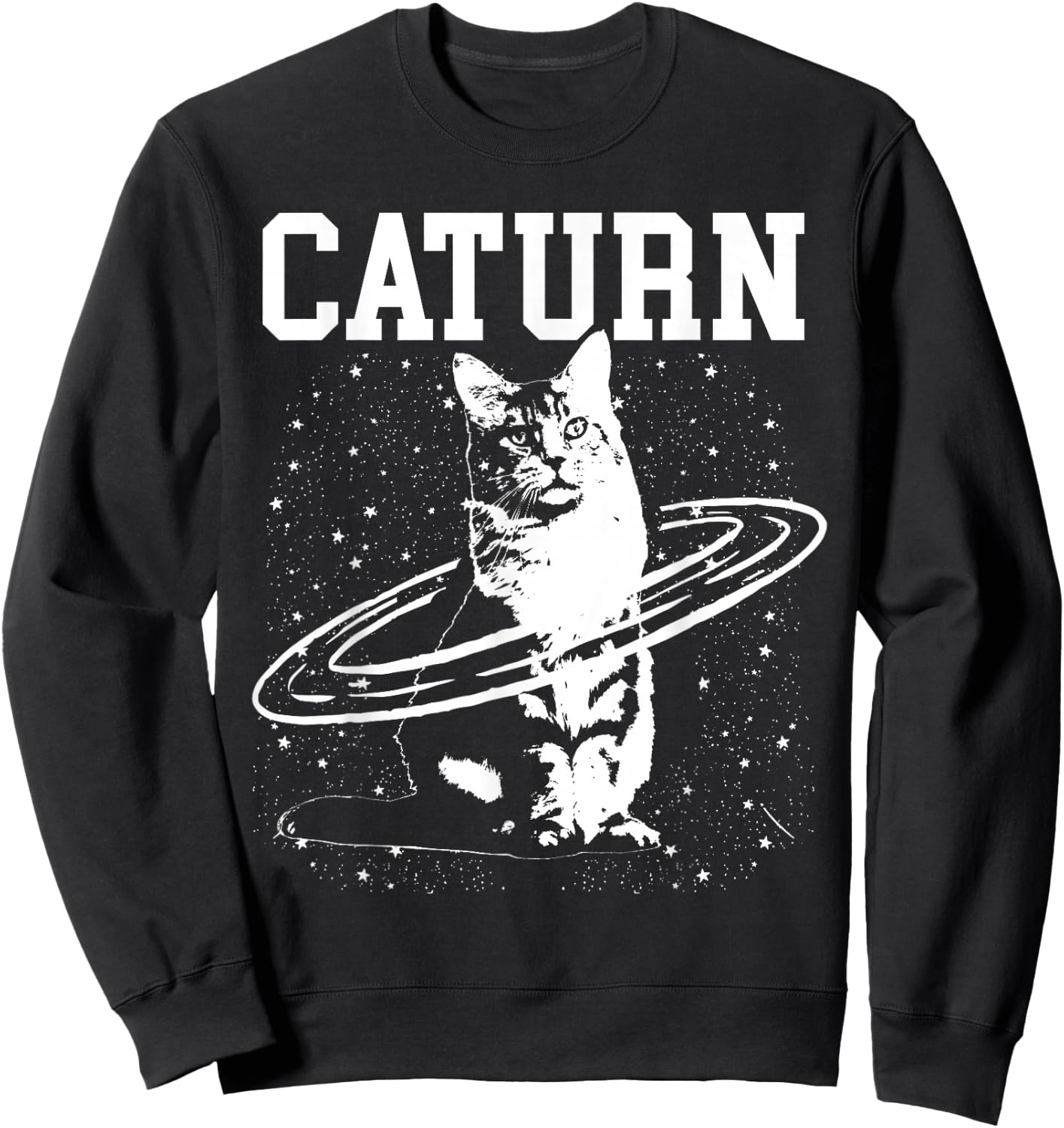 Caturn Saturn Space Cat Sweatshirt - Sweatshirt | Black