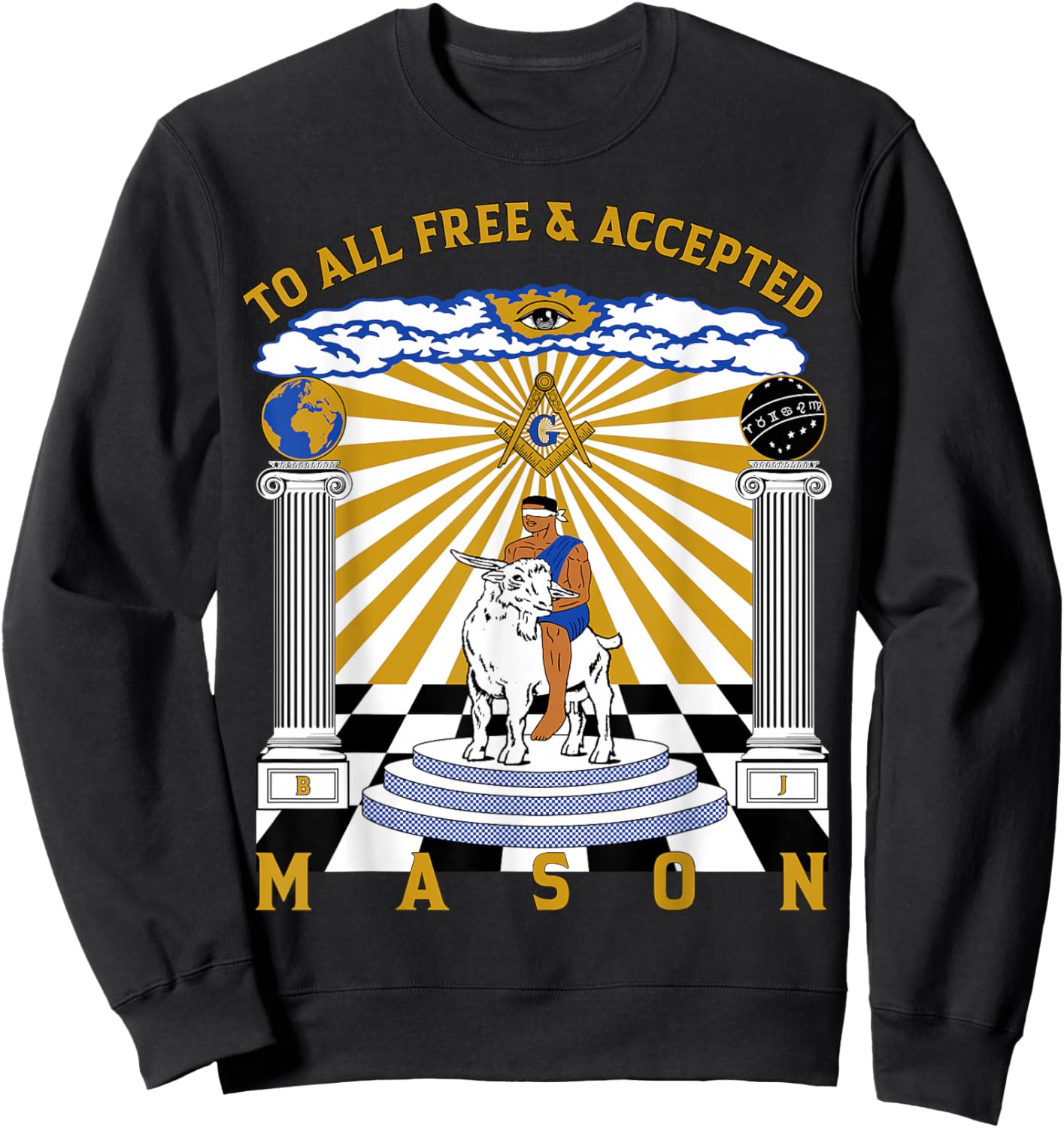 Masonic To All Free & Accepted Masons GOAT Rider Christmas Sweatshirt - Sweatshirt | Black