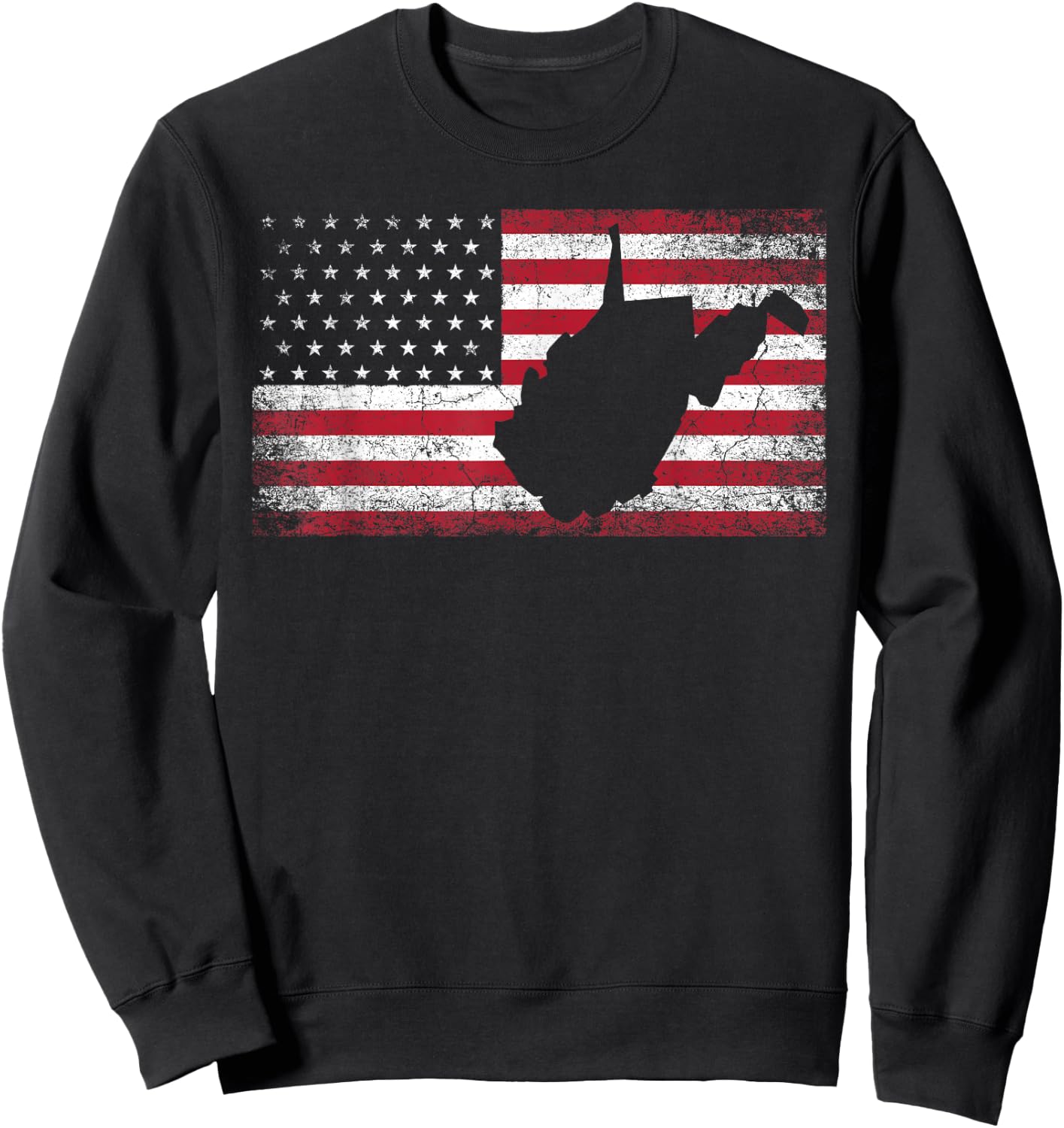 American Flag 4th of July West Virginia WV Vintage Men Women Sweatshirt - Sweatshirt | Black