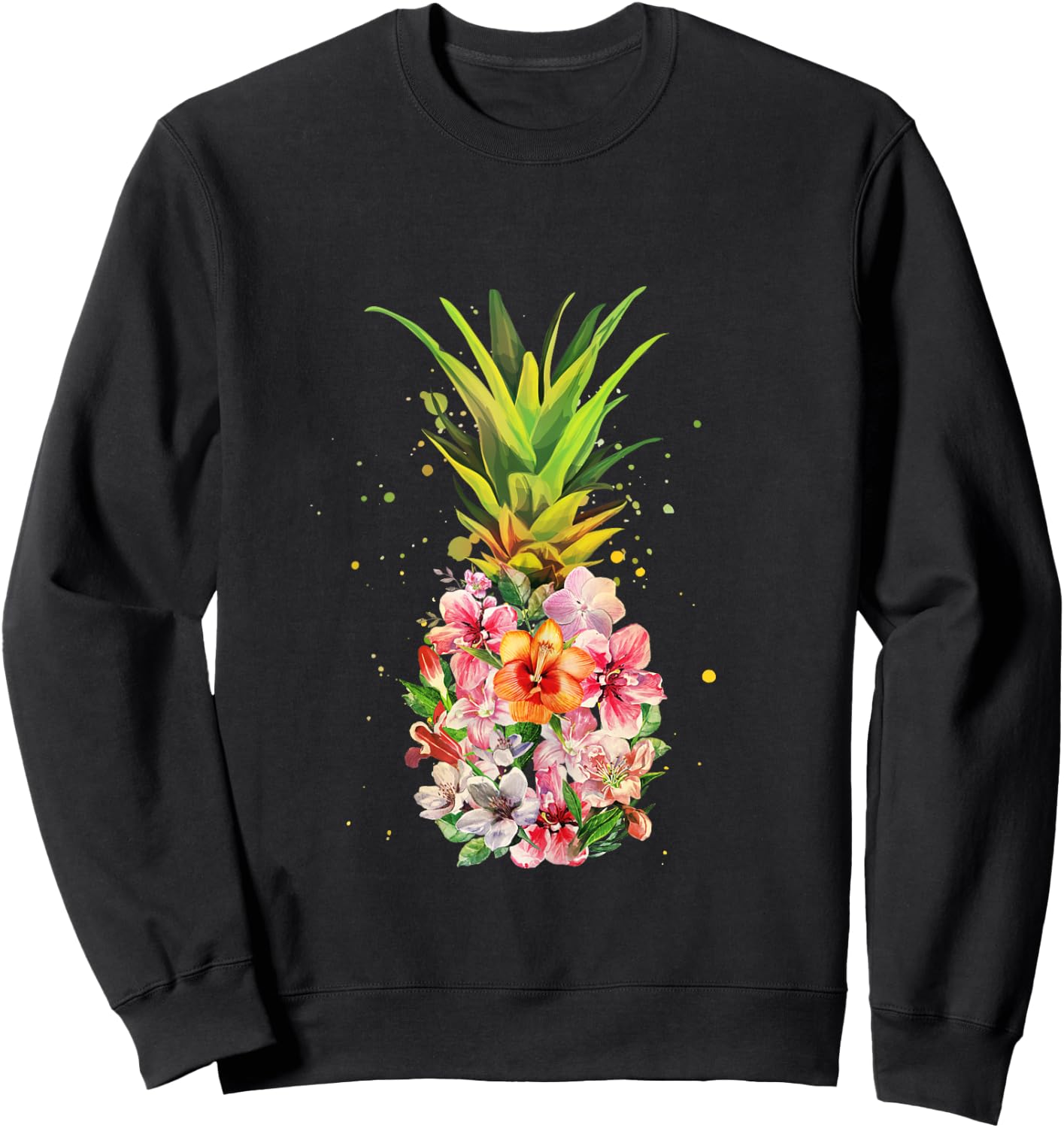 Pineapple Aloha Beaches Hawaiian Flowers Hawaii Summer Gifts Sweatshirt - Sweatshirt | Black
