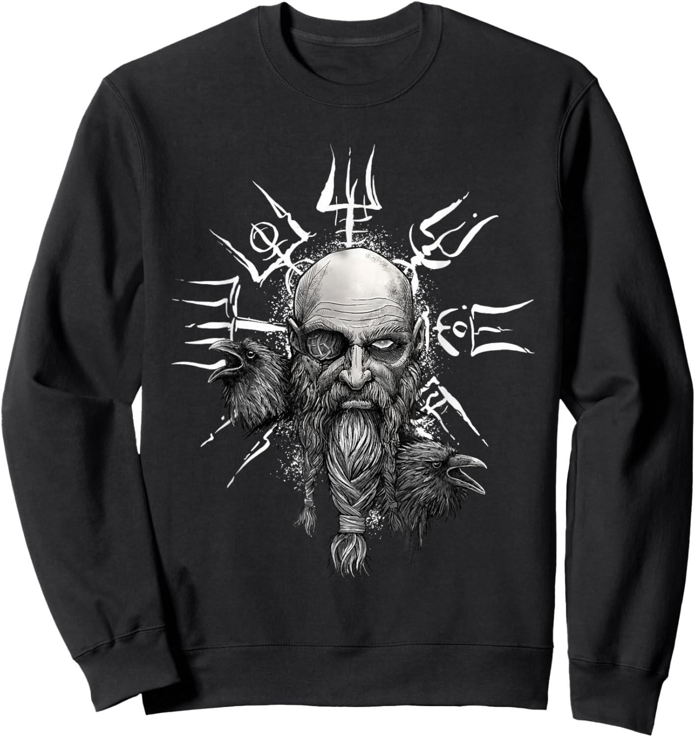 Vikings Vegvisir Odin with Hugin und Munin | Nordic Vikings Sweatshirt - Sweatshirt | Black