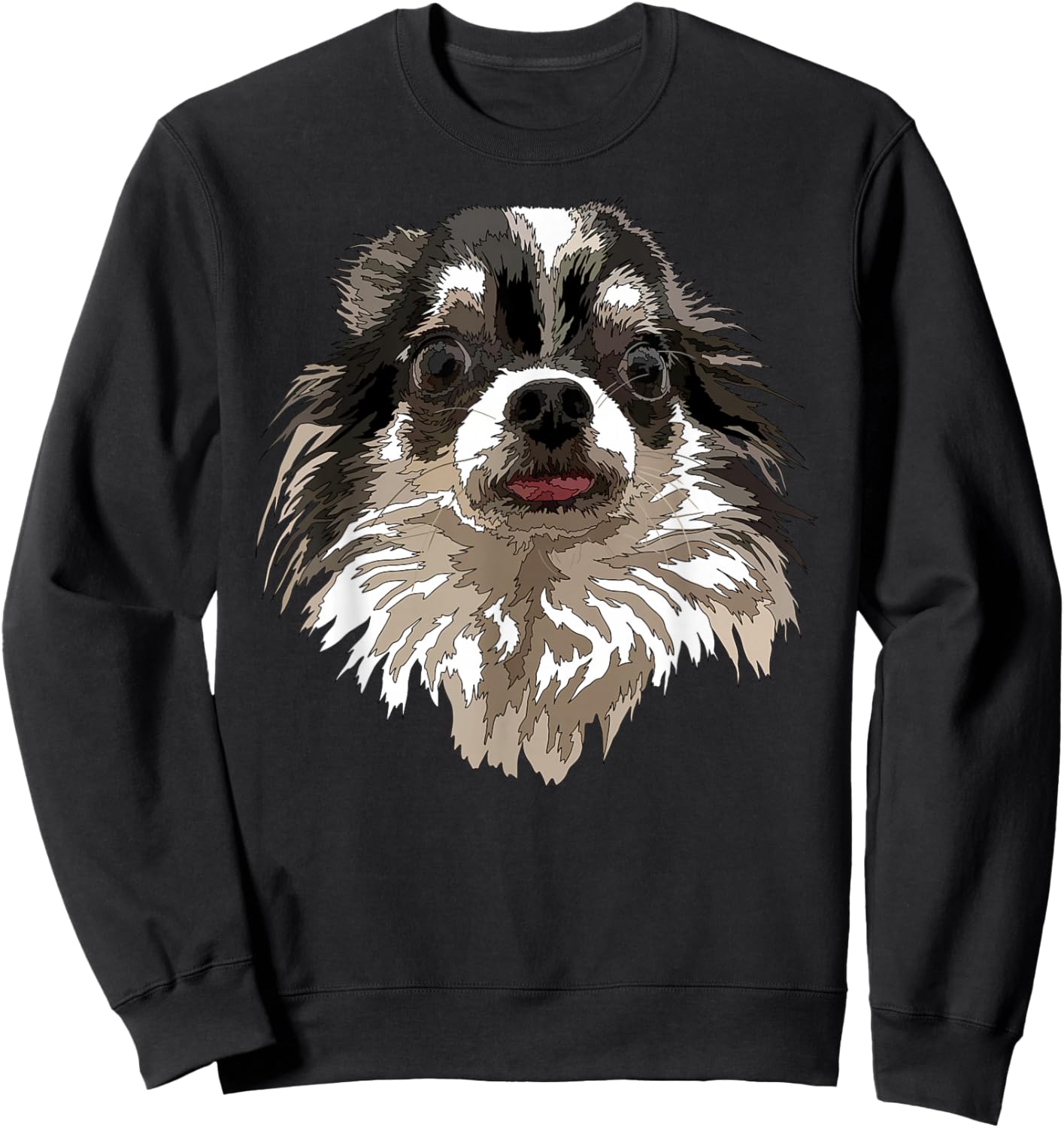 Raf THE ARTIST Designs Funny Chihuahua Long Hair Chiwawa Gift Chihuahua Lovers, -Adults, Girls, Black, Short Sleeve, Small Sweatshirt - Sweatshirt | Black