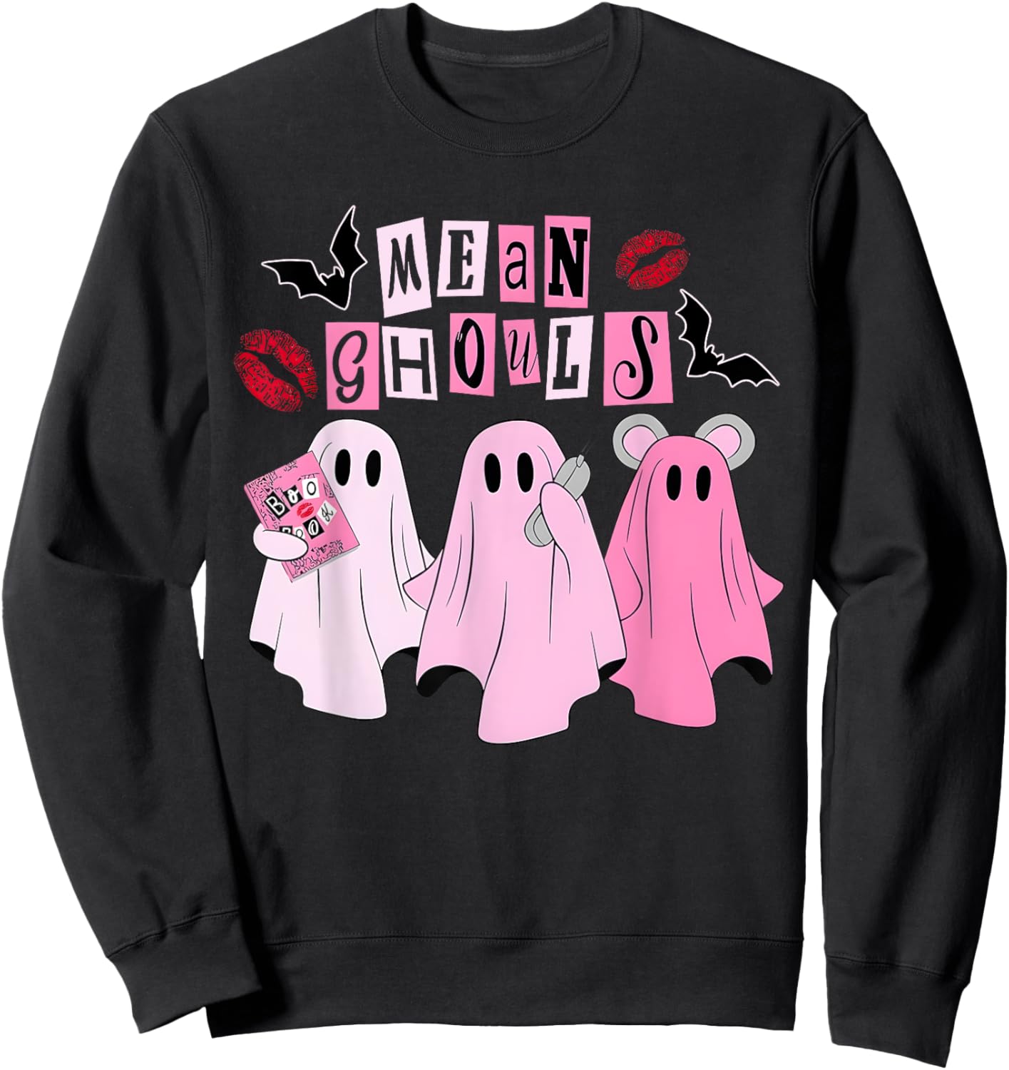 Cute Ghost Mean Ghouls Halloween Costume Spooky Season Girls Sweatshirt - Sweatshirt | Black