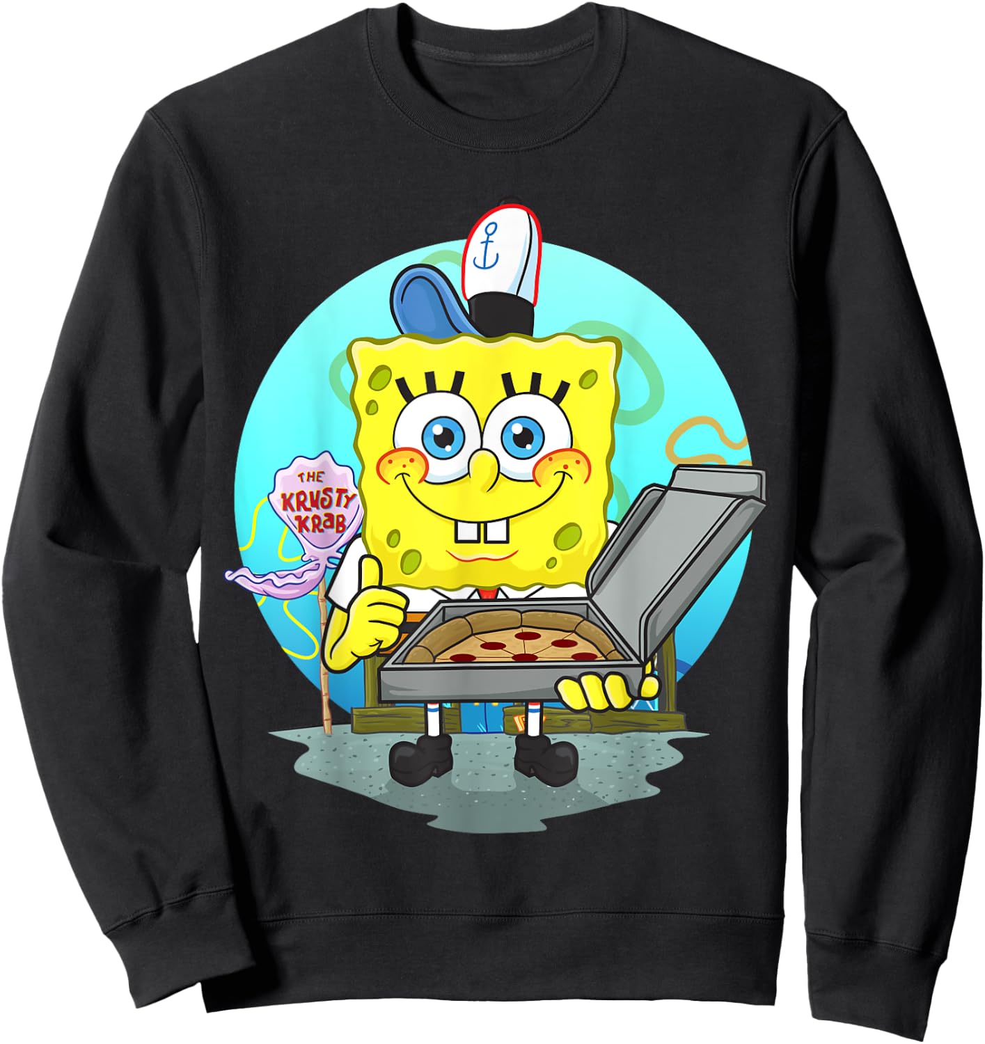 Mademark x SpongeBob SquarePants - The Krusty Krab Pizza Delivery Sweatshirt - Sweatshirt | Black