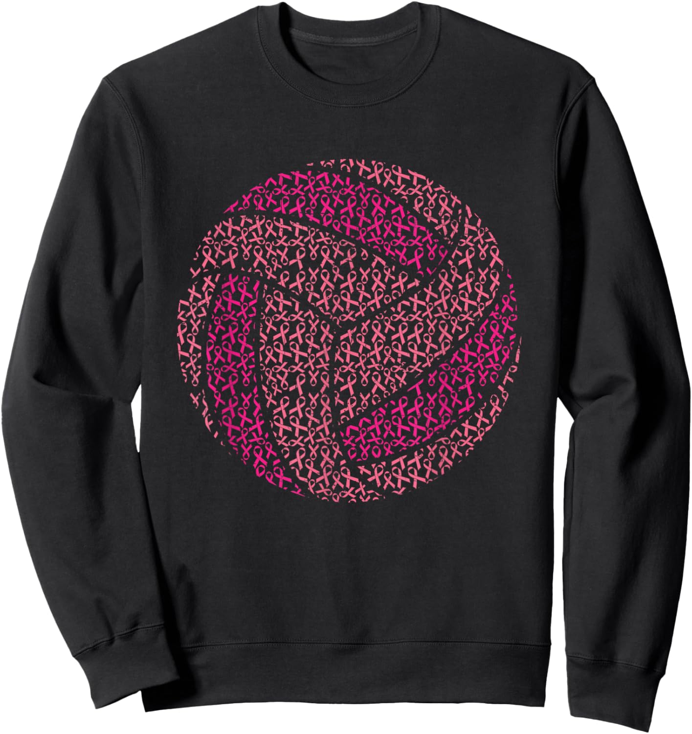 Pink Out Breast Cancer Awareness Pink Ribbon Volleyball Ball Sweatshirt - Sweatshirt | Black