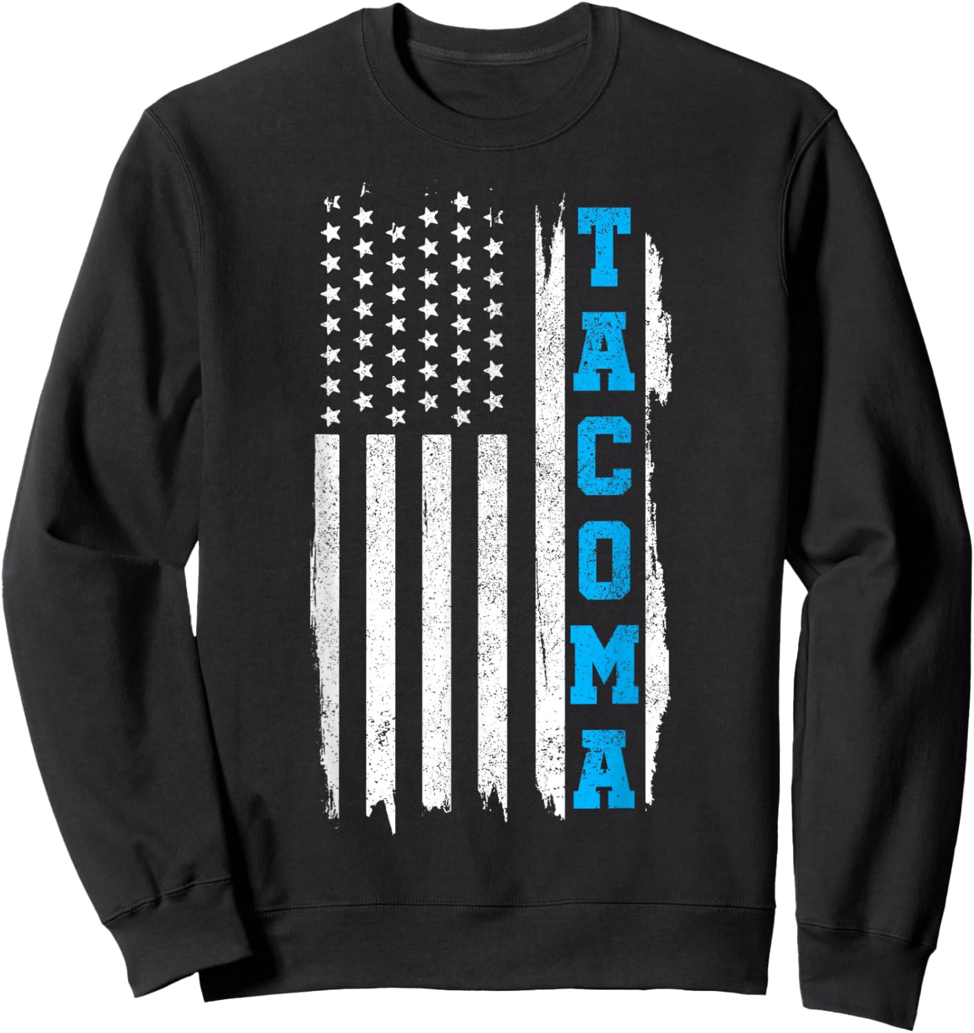 Tacoma Washington American Flag Vintage Patriotic Sweatshirt - Sweatshirt | Black