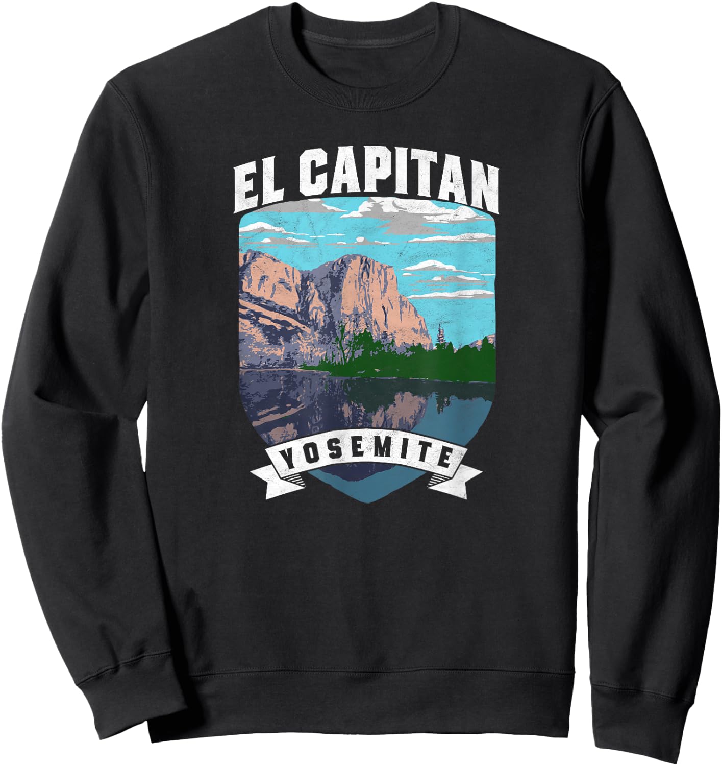 El Capitan Retro Yosemite National Park Vintage Graphic Sweatshirt - Sweatshirt | Black
