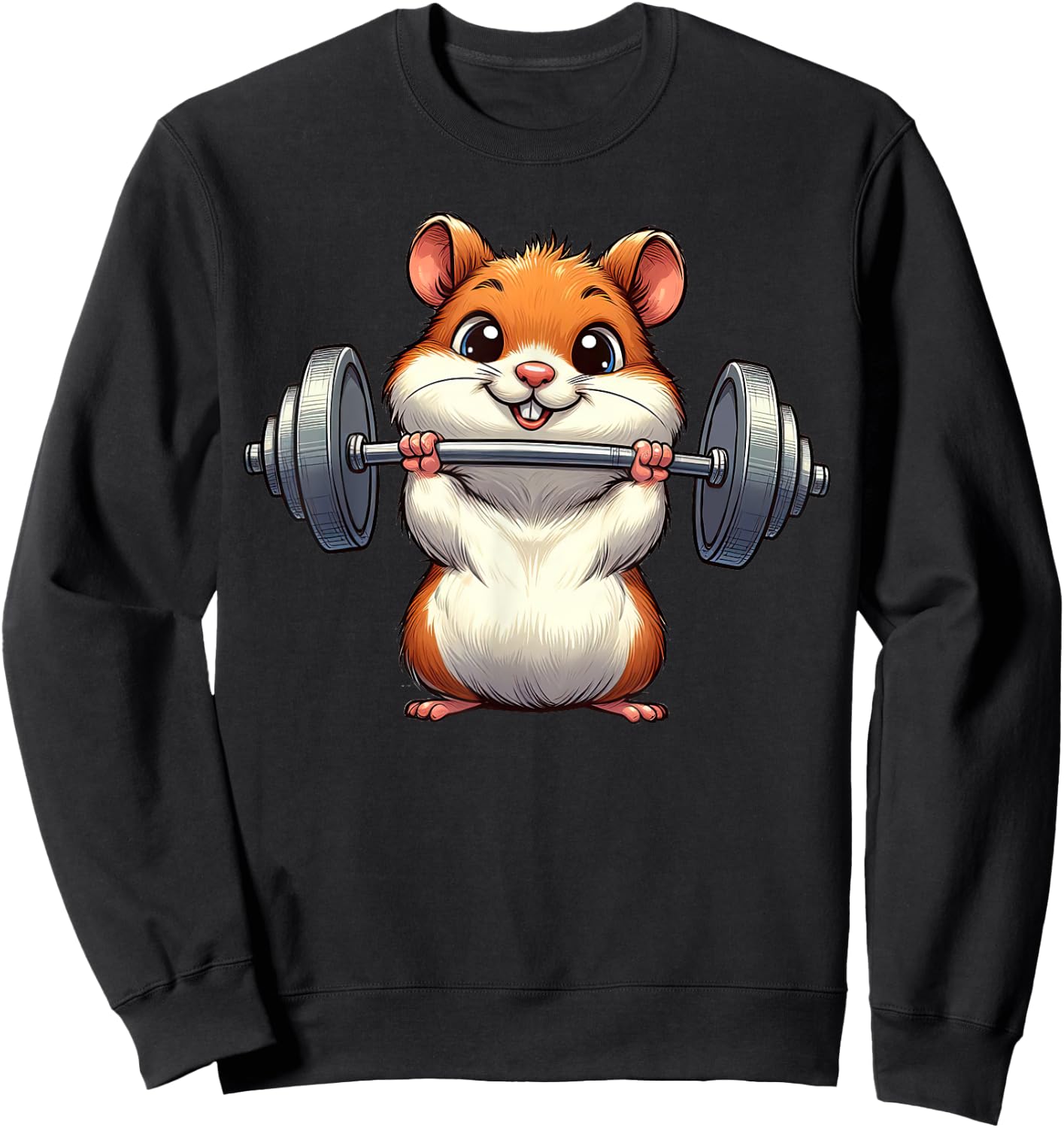 Cute Hamster Weightlifting Fitness Gym Bodybuilding Sweatshirt - Sweatshirt | Black