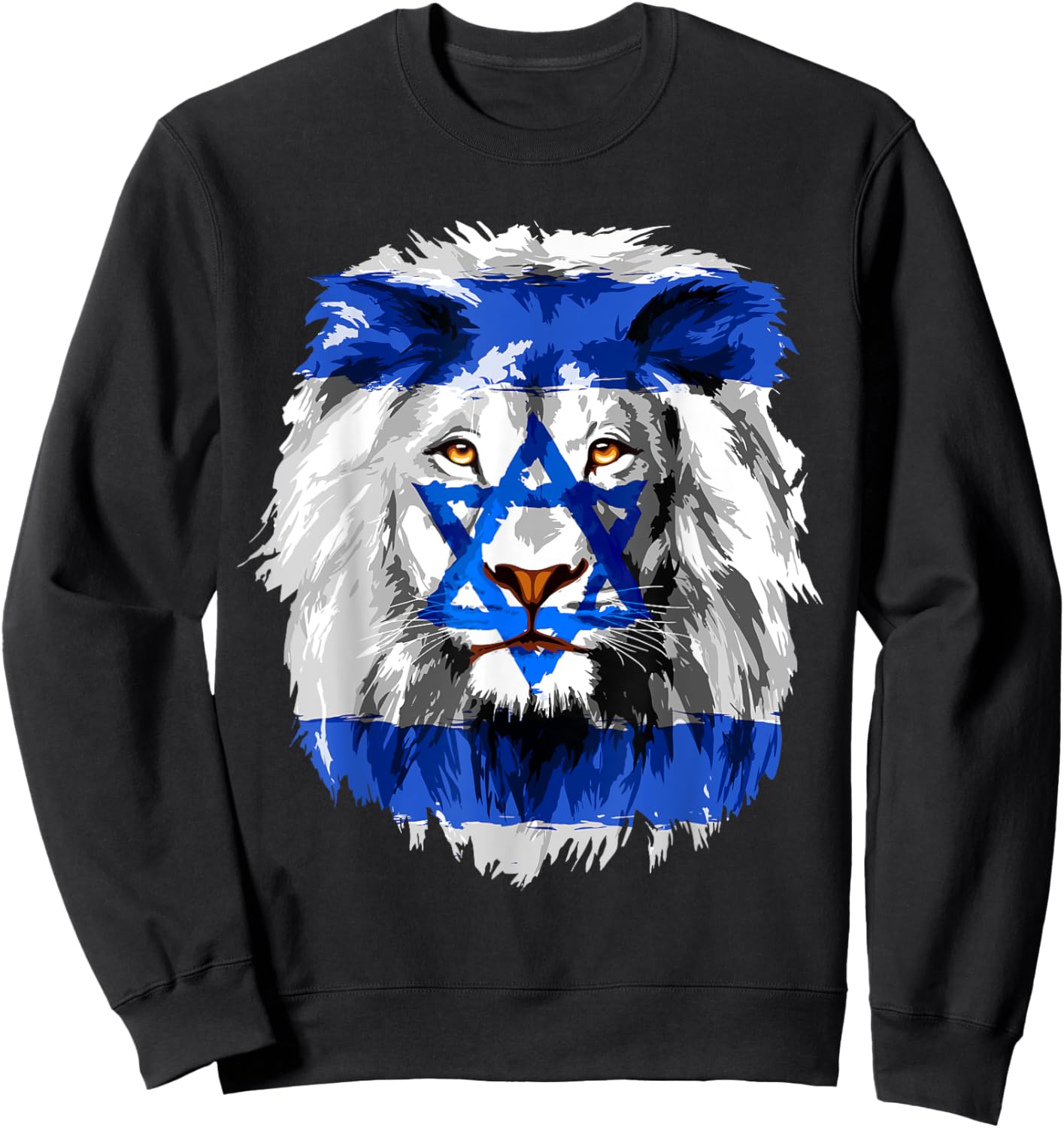 Lion Head Jewish Flag Sweatshirt - Sweatshirt | Black