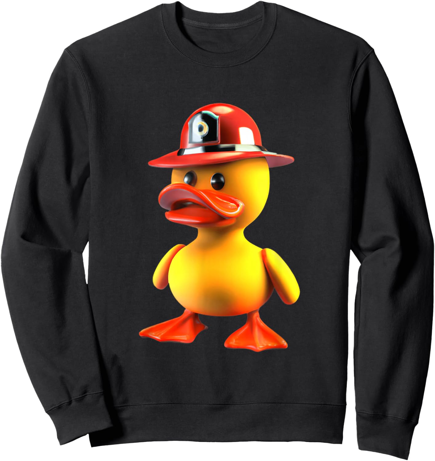 Firefighter Duck - Cute Rubber Duck Fireman Sweatshirt - Sweatshirt | Black