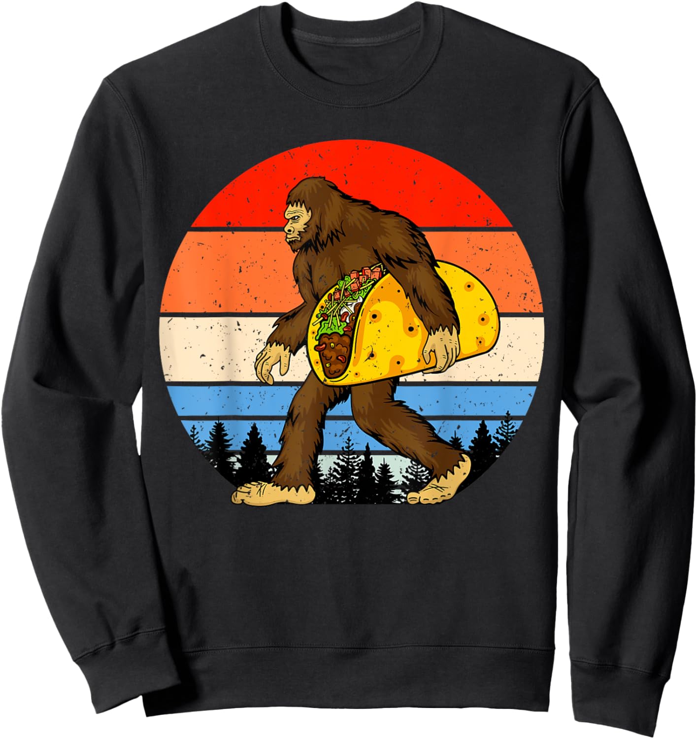Funny Bigfoot, Taco Lover, Bigfoot Taco, Bigfoot Sweatshirt - Sweatshirt | Black