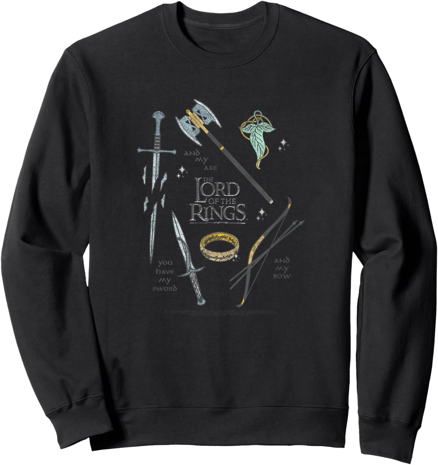 Lord of The Rings Fellowship Weapons Grid Small Sweatshirt - Sweatshirt | Black