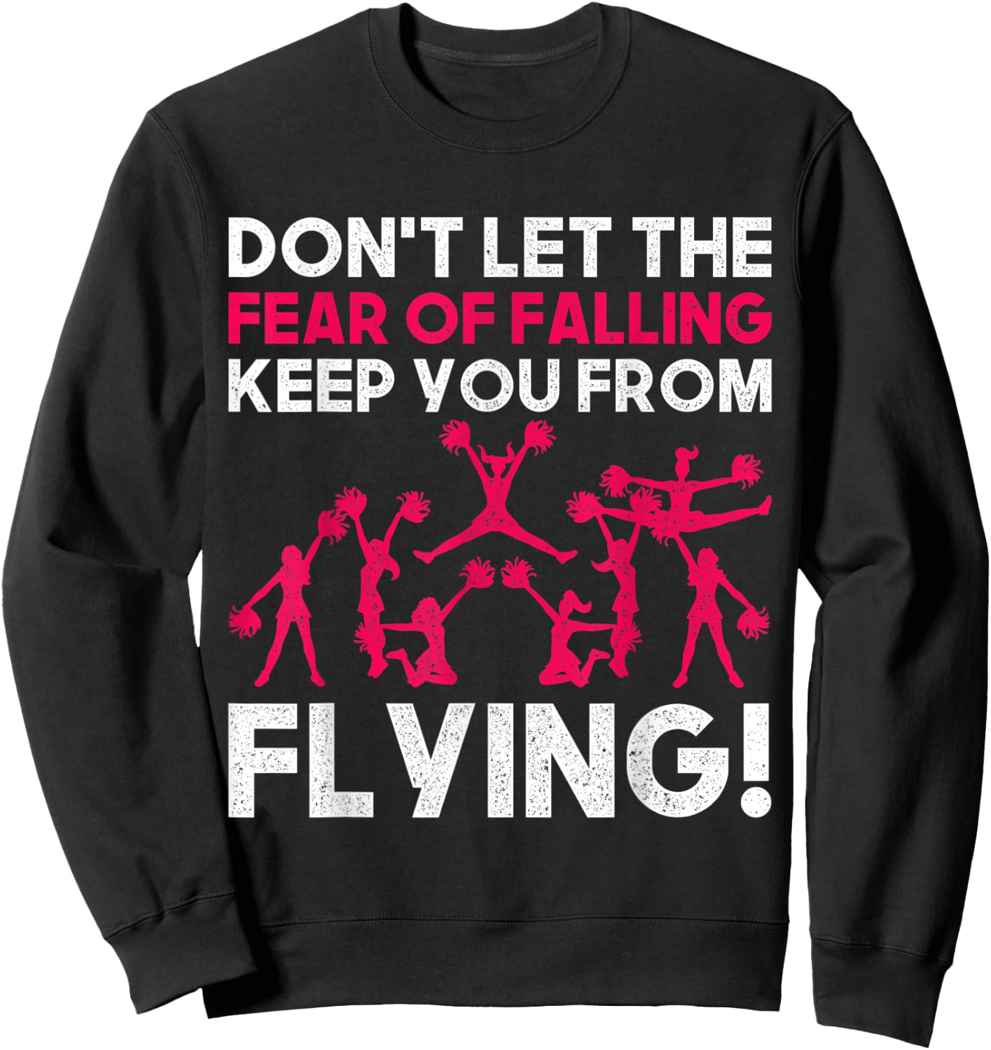 Funny Cheerleader Flying and Falling Cheerleading Design Sweatshirt - Sweatshirt | Black