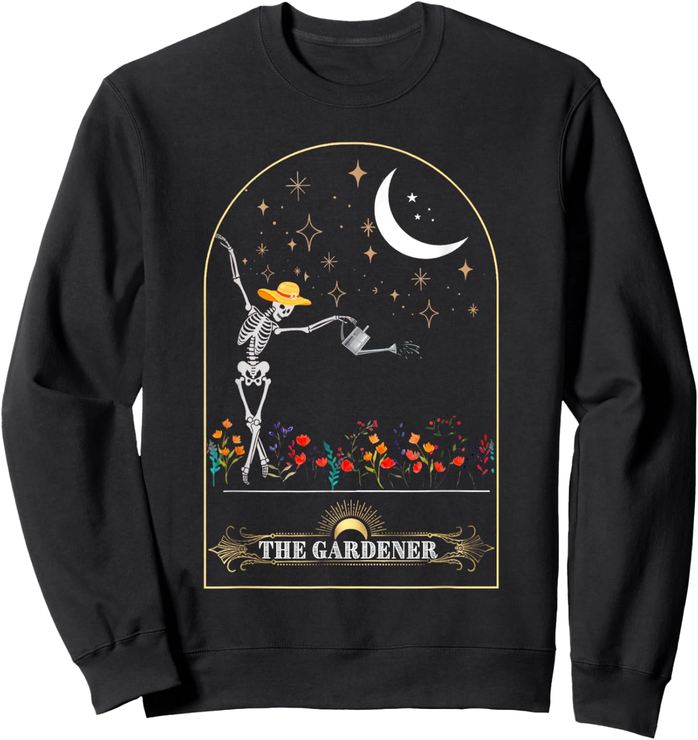 The Gardener Skeleton Tarot Card Gardening Planting Plant Sweatshirt - Sweatshirt | Black